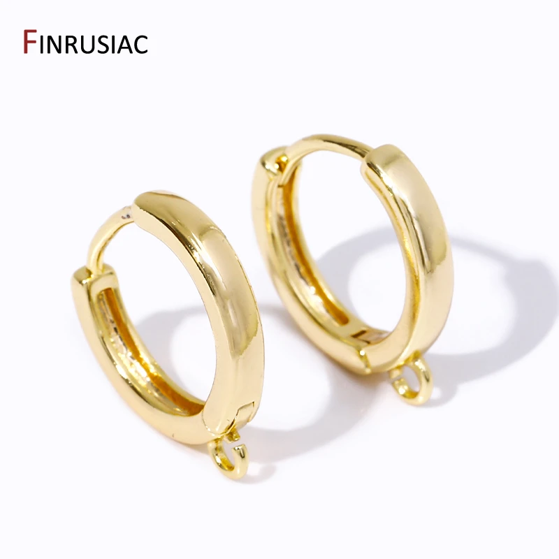 14K vergoldete Messing Huggie Ohrringe Haken, runde Creolen Haken für Frauen Schmuckherstellung Zubehör Ohrringzubehör Image