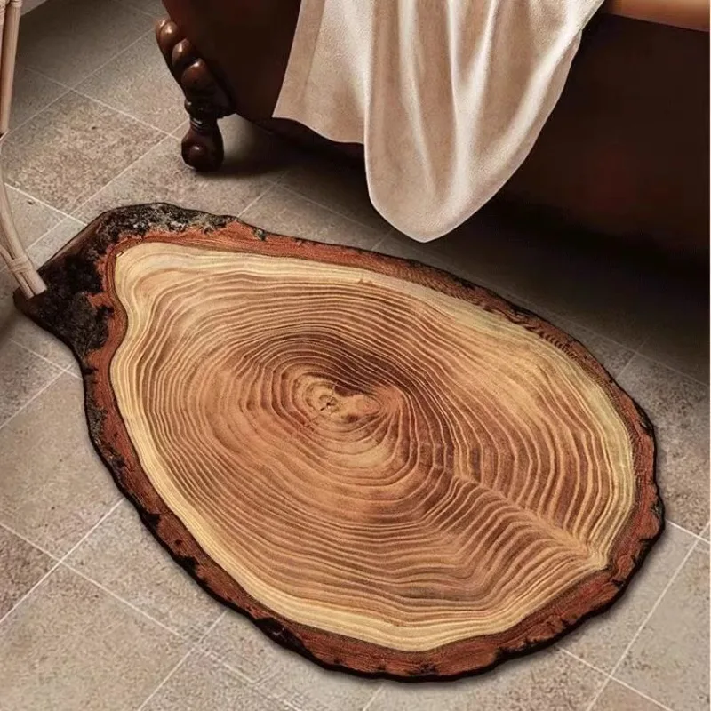 Badezimmer-Bodenmatte mit Kieselalgen-Erde, saugfähige Bodenmatte mit Holzmaserung, rutschfeste Bodenmatte und Badezimmerring-Türmatte Image