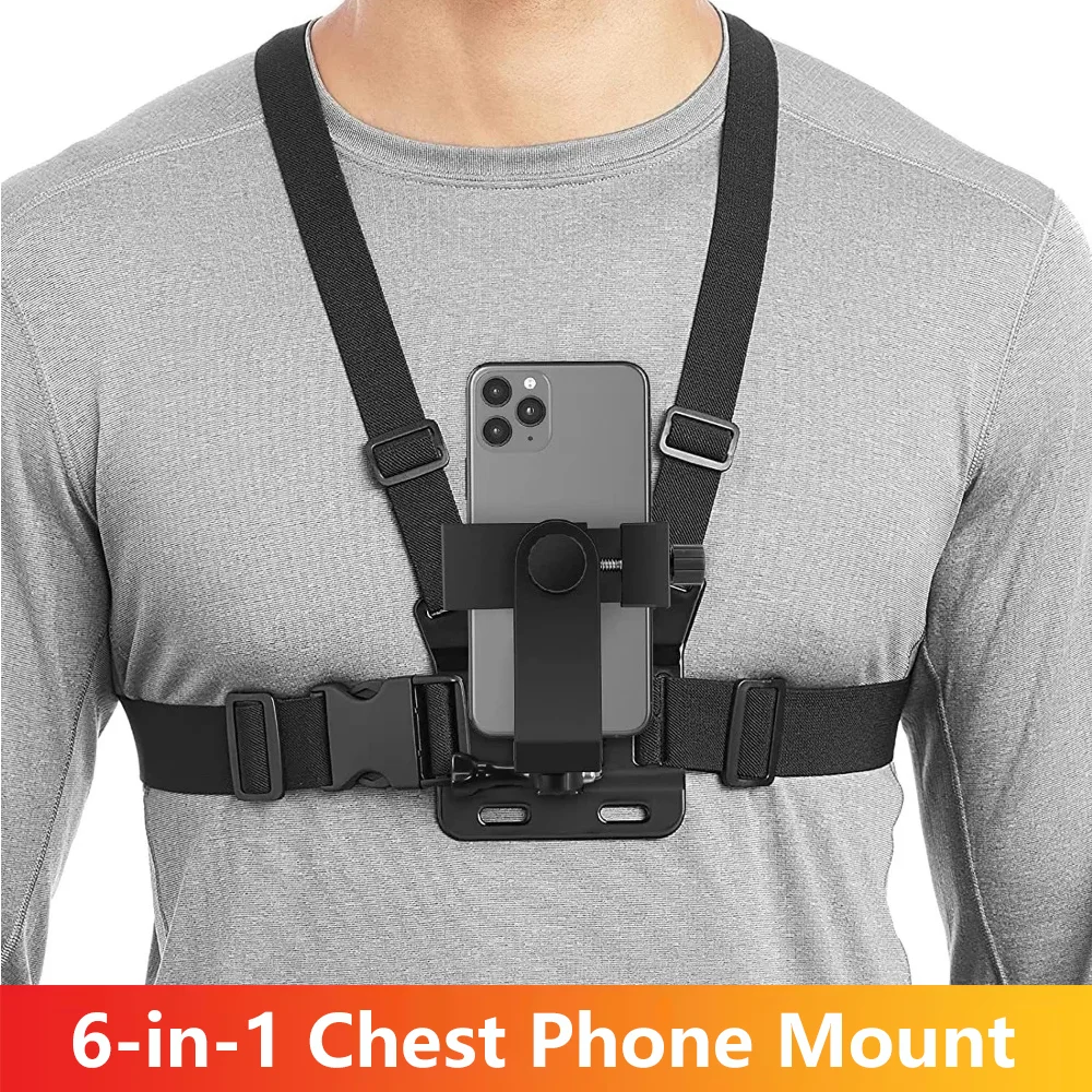 6-in-1 Brustgurt Halterung Telefon Clip Halter für iPhone Samsung Huawei Smartphones GoPro SJCAM AKASO Insta360 Osmo Action Kamera Image