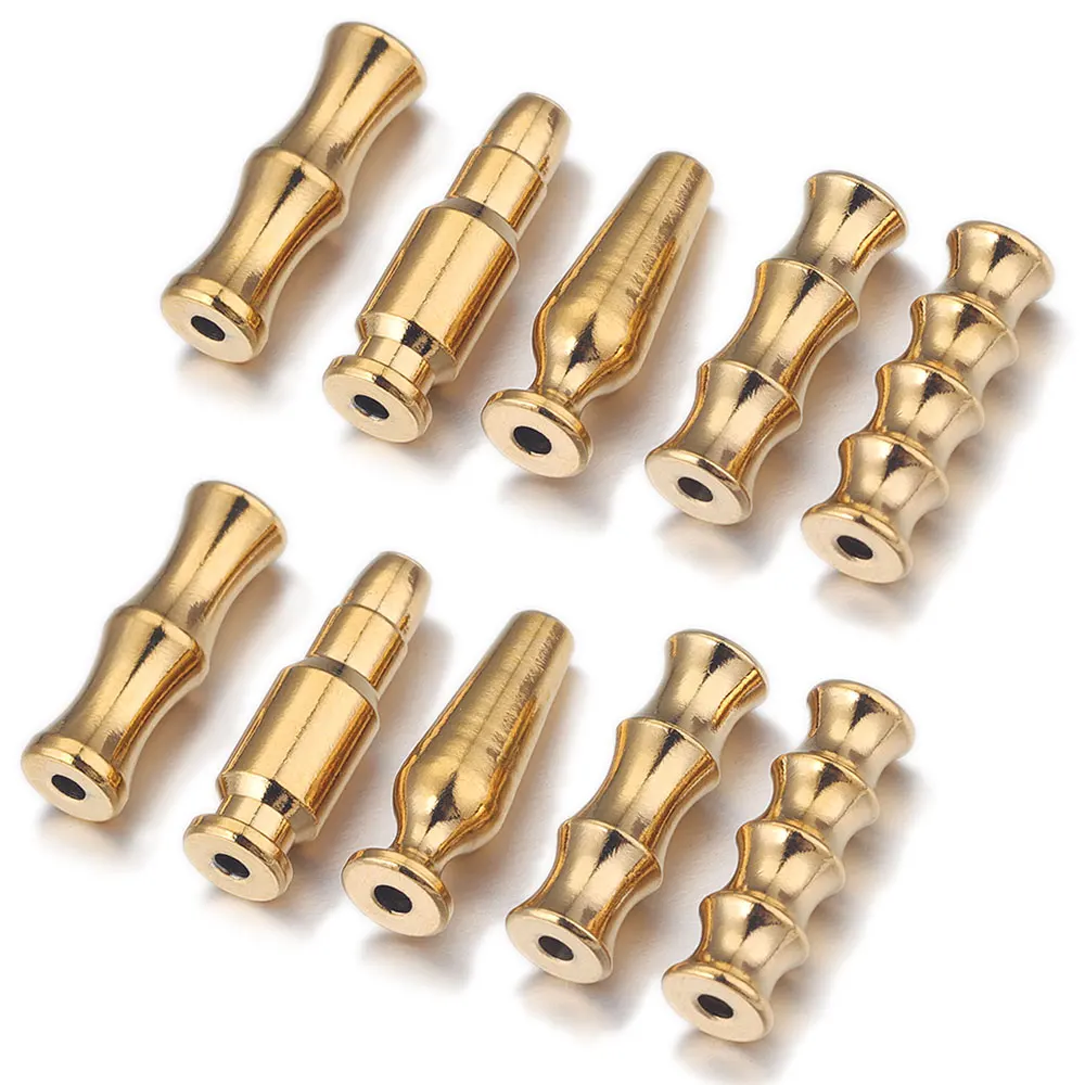 5 teile/los Edelstahl vergoldet große lange Rohr Tasse Charms Spacer Perlen für Handarbeit Schmuck Herstellung liefert Armband Image