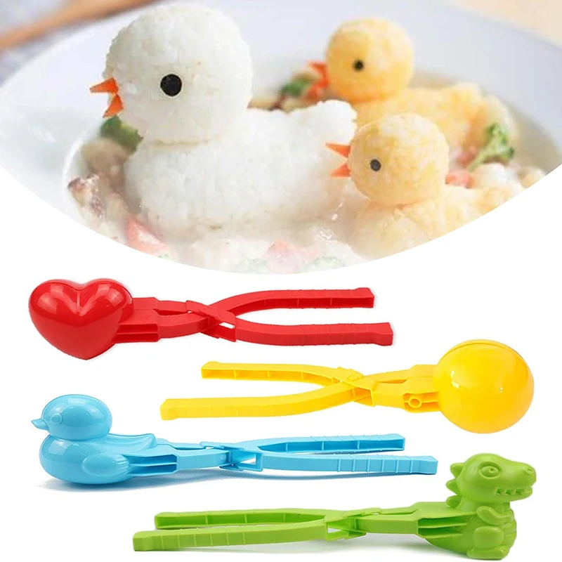 Niedliche Enten geformte Reisform Hersteller Clip Kinder im Freien Kunststoff Ente Reisform DIY Schneeball Maker Sushi-Form mit Griff Image