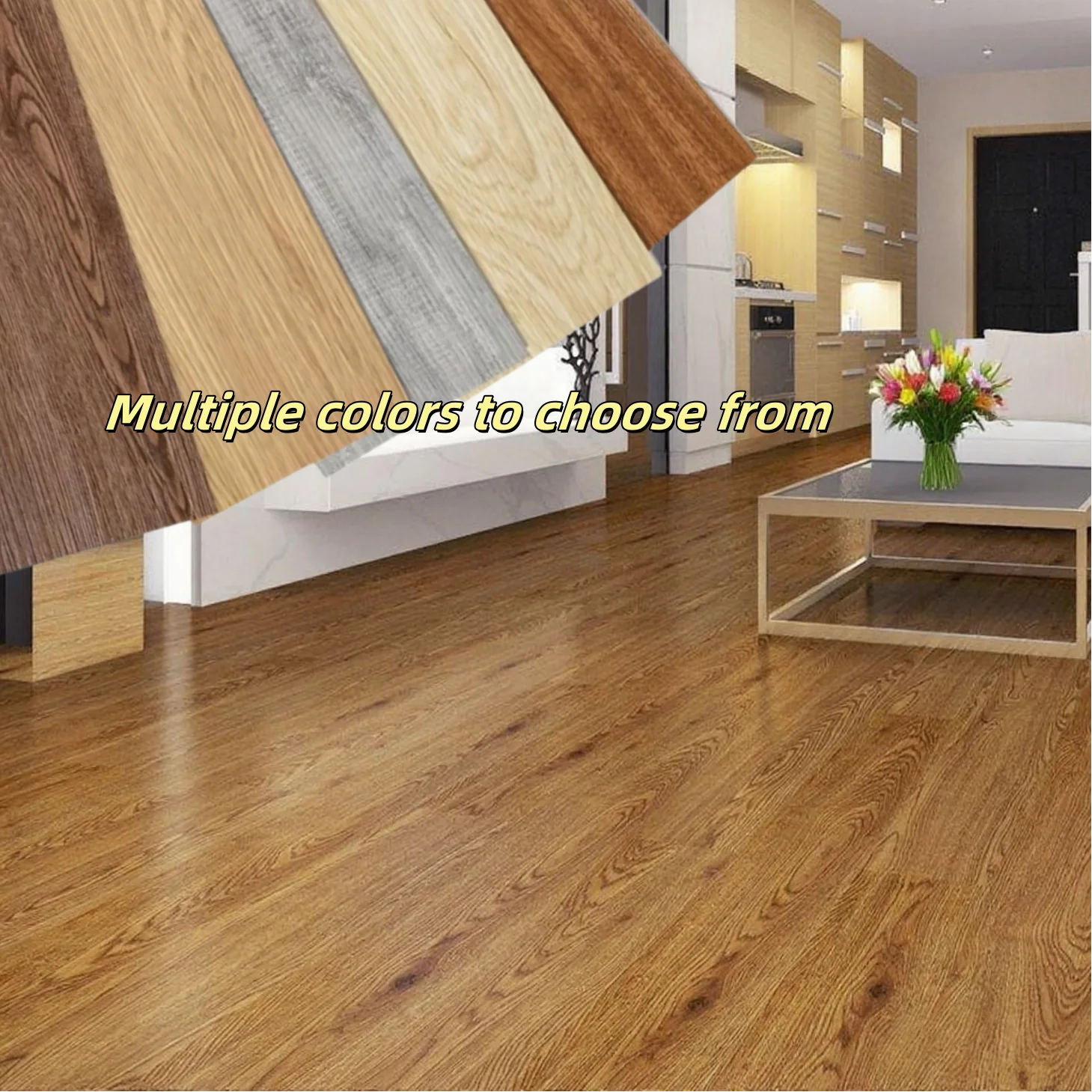 10 Stück 51 cm/20,07 Zoll selbstklebende Holzmaserung-Boden-Wandaufkleber im modernen Stil für Wohnzimmer, Toilette, Küche, Zuhause, Bodendekoration Image