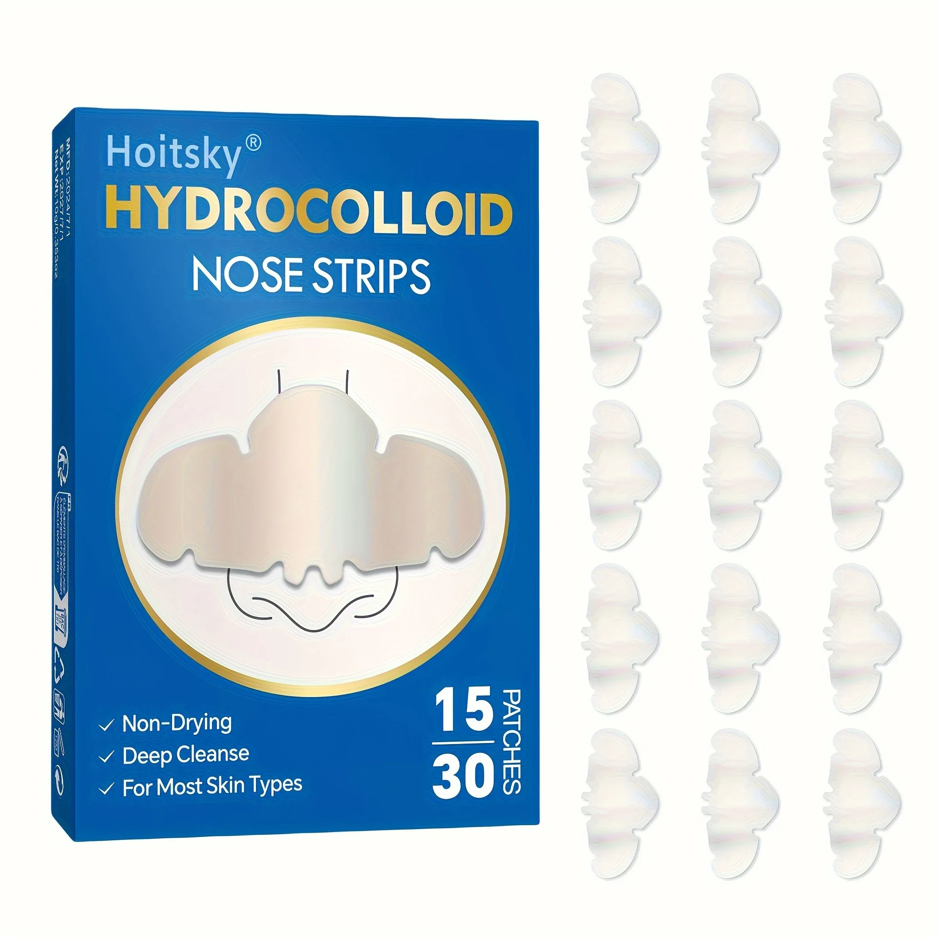 15/30 Tabletten Nasenreinigungs-Nasenpflaster enthält Holzkohlepulver, um Poren zu baggeren, stellt glatte Nasenhaut und Nasenmaske wieder her Image