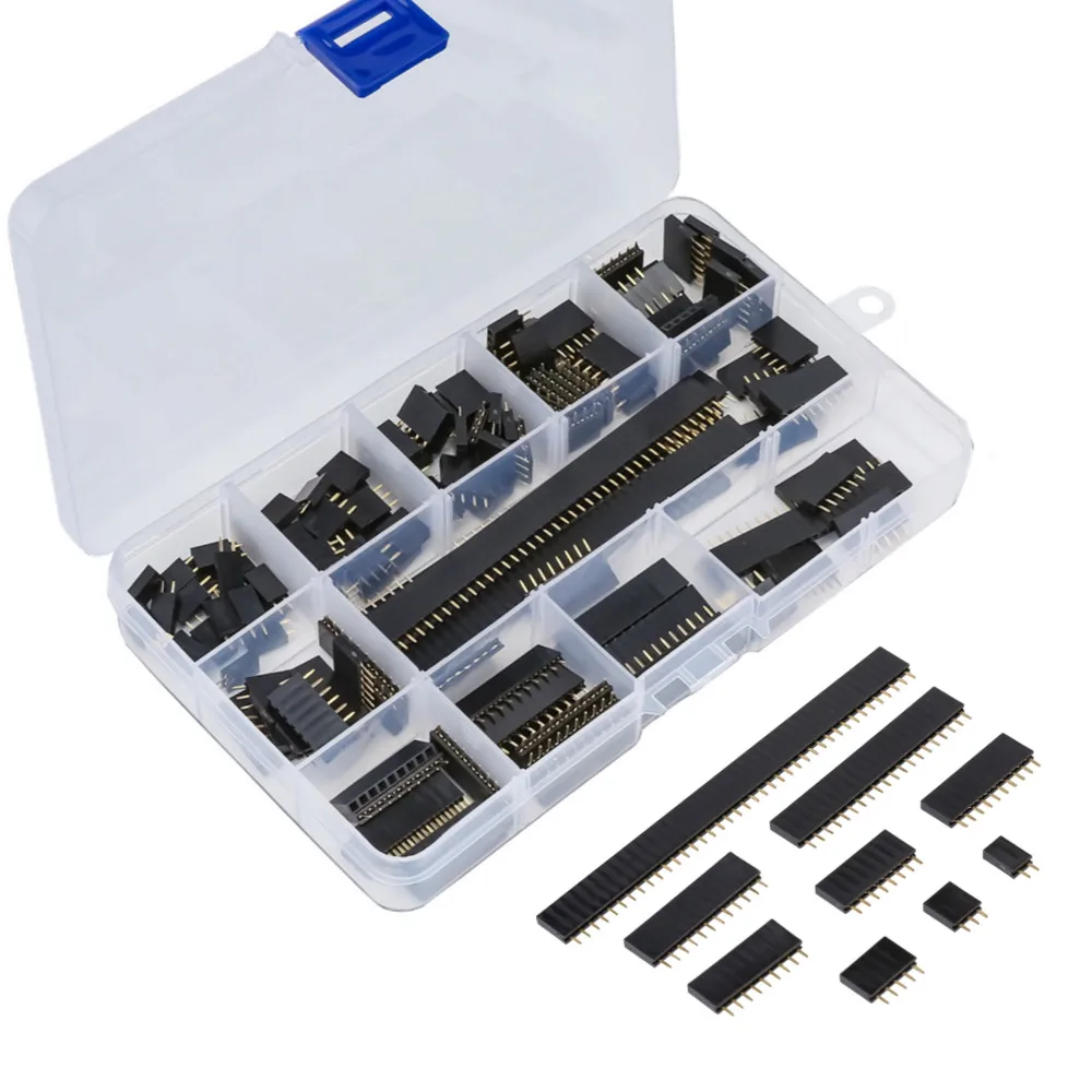 155 teile/schachtel 2,54mm Einreihige Pin Buchse Weibliche Header Stecker 2/3/4/5/6/7/8/9/10/12/20/40pin PCB Board Kombination Kit Image