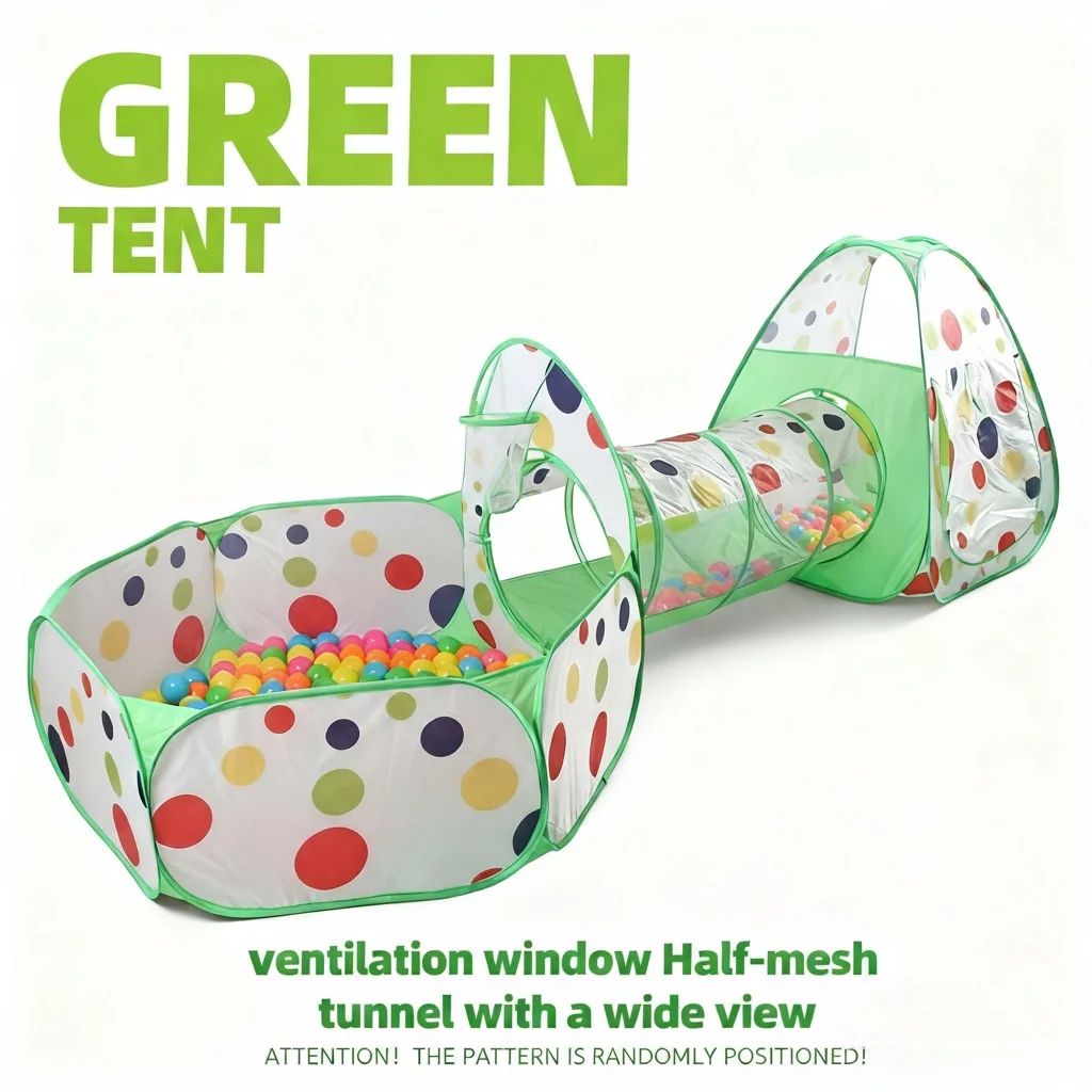 Tente de jeu pour enfants, piscine à balles, tunnel de jeu, tente triangulaire, motif à pois, maison de jeu de loisirs en plein air, château de jeu portable, parc de jeu pop-up amusant, cadeau idéal