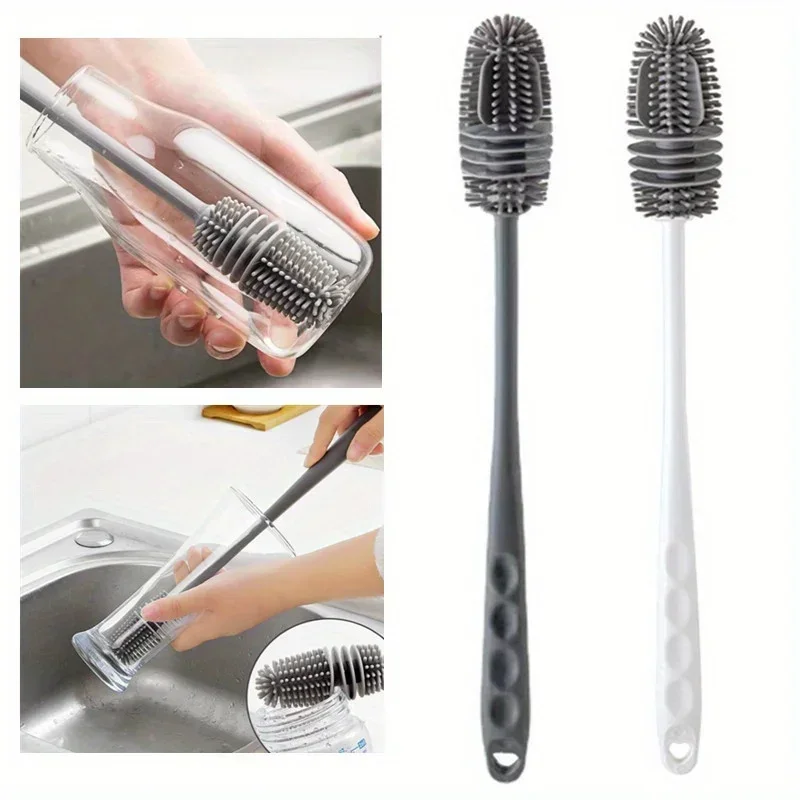 Silikon Tasse Pinsel Milch Flasche Reinigung Pinsel Langen Griff Wasser Flaschen Reiniger Glas Tasse Reinigung Pinsel Küche Reinigung Werkzeuge Image