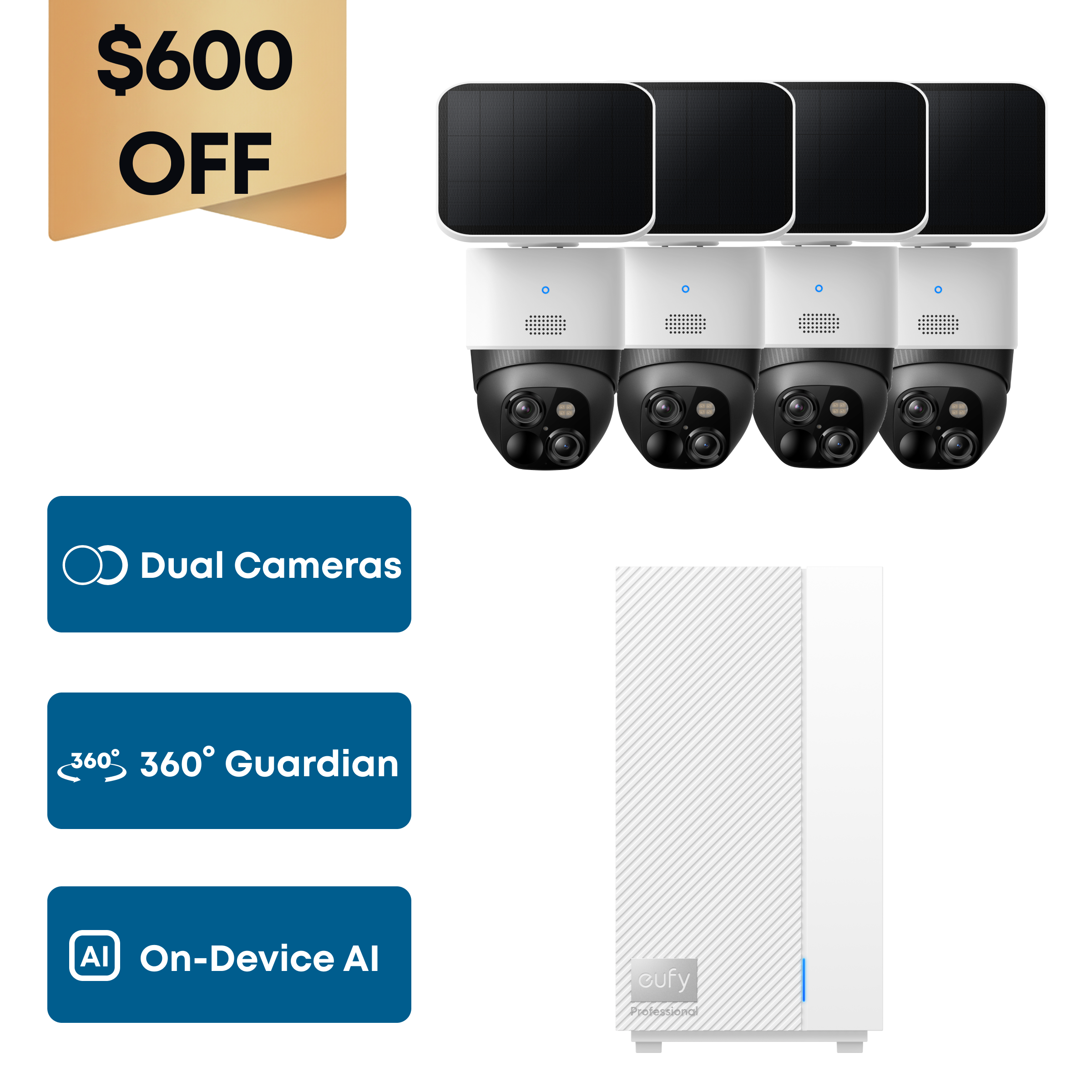 eufy SoloCam S340 (4-Cam Kit) + eufy HomeBase™ Professional S1