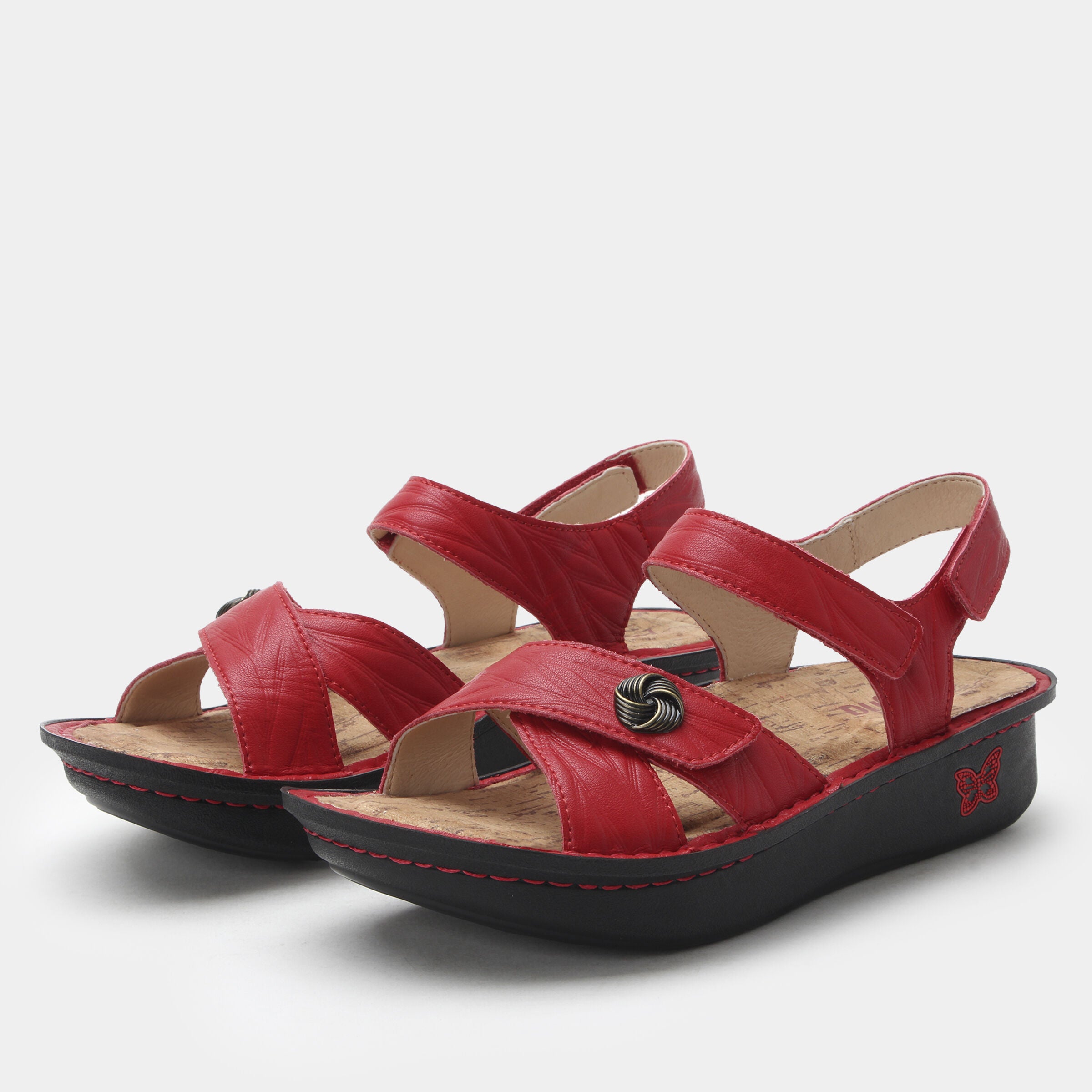 Women's Kelsi Cross Strap Adjustable Sandal by Alegria in Red (Size 42 M)