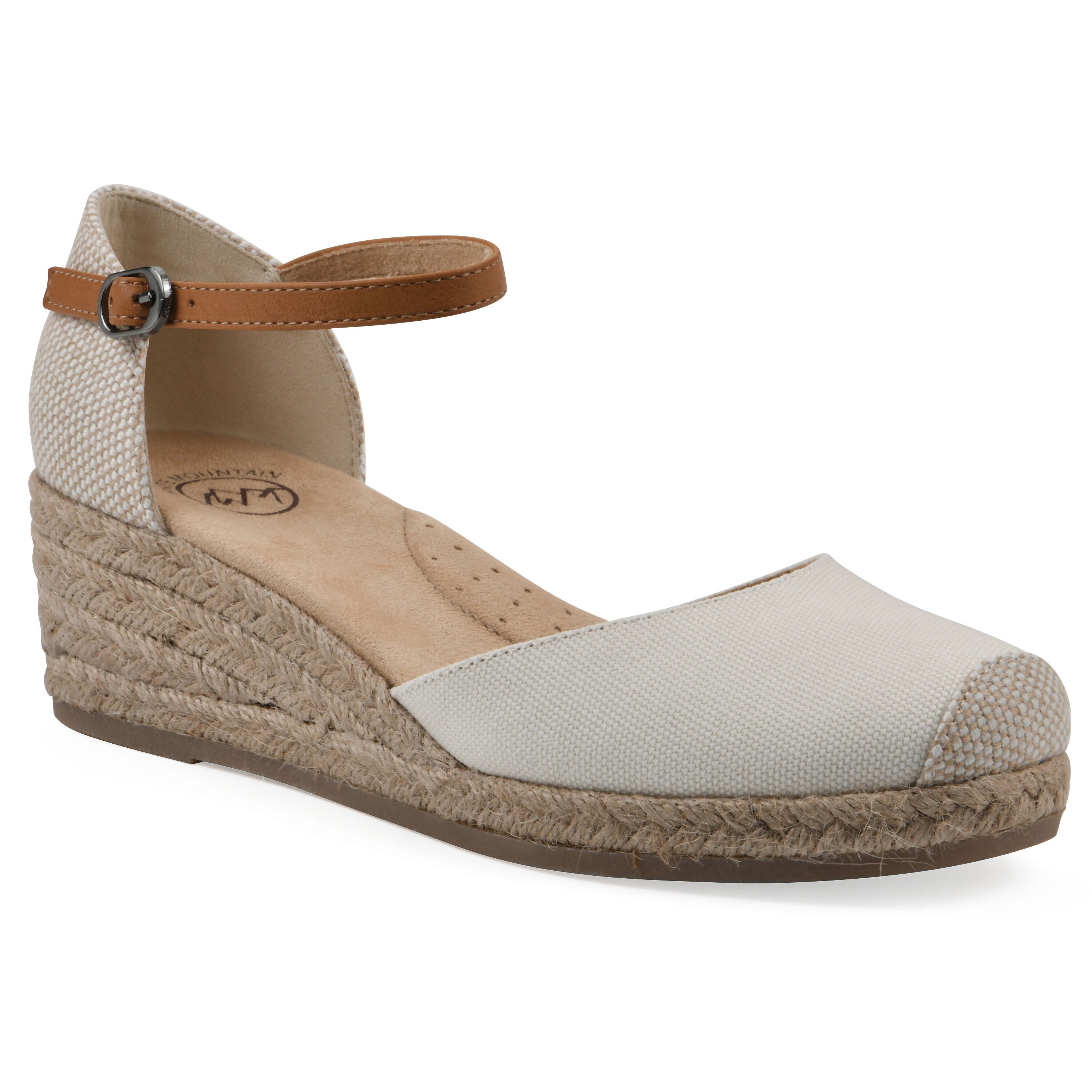 Women's Maintain Espadrille Wedge by White Mountain in Natural Fabric (Size 7 M)