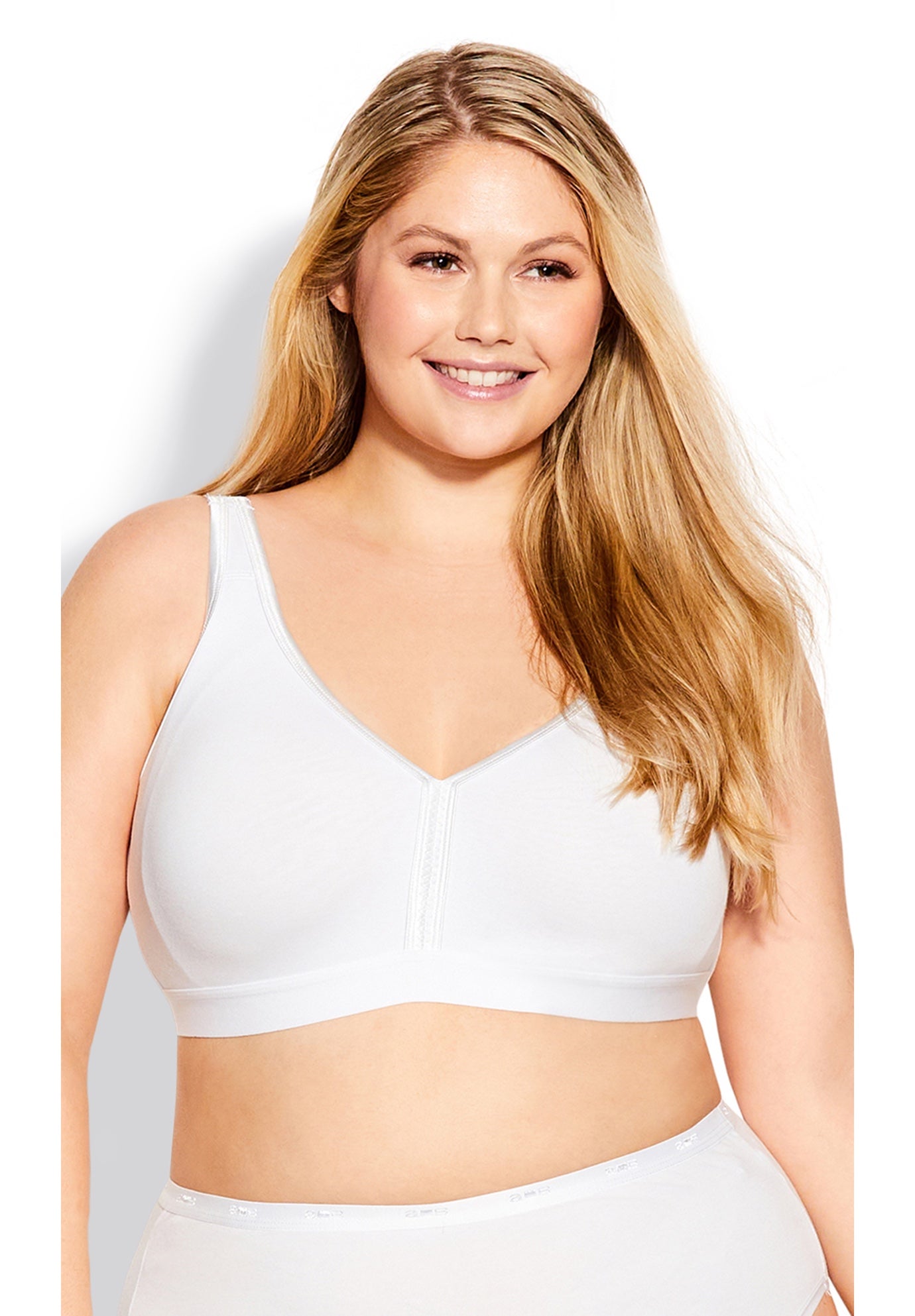 Plus Size Women's Basic Cotton Bra by Avenue Body in White (Size 38 G)