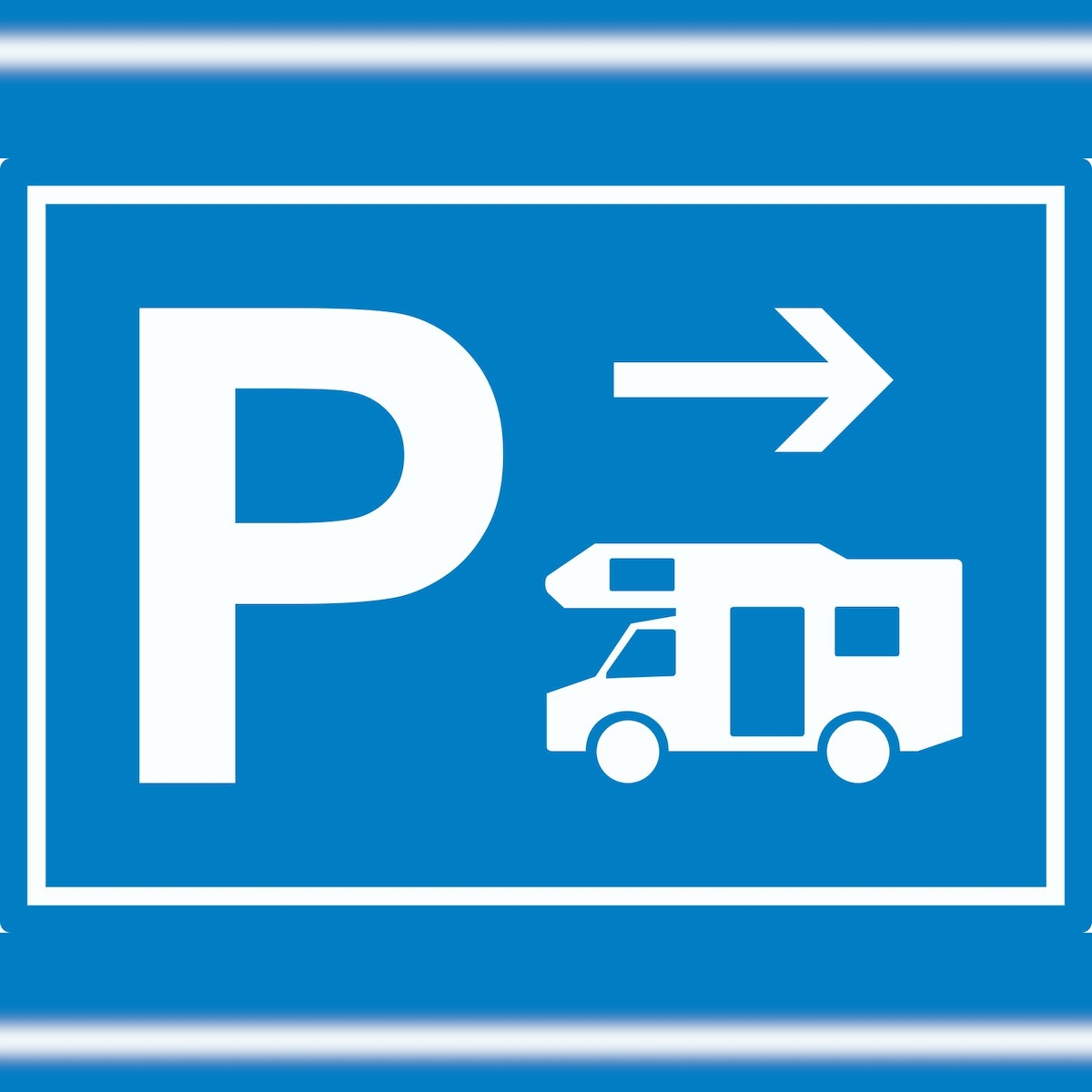 HB-Druck Wohnmobil Parkplatz Aufkleber mit Richtungspfeil rechts waagerecht A6 (105x148mm) Image