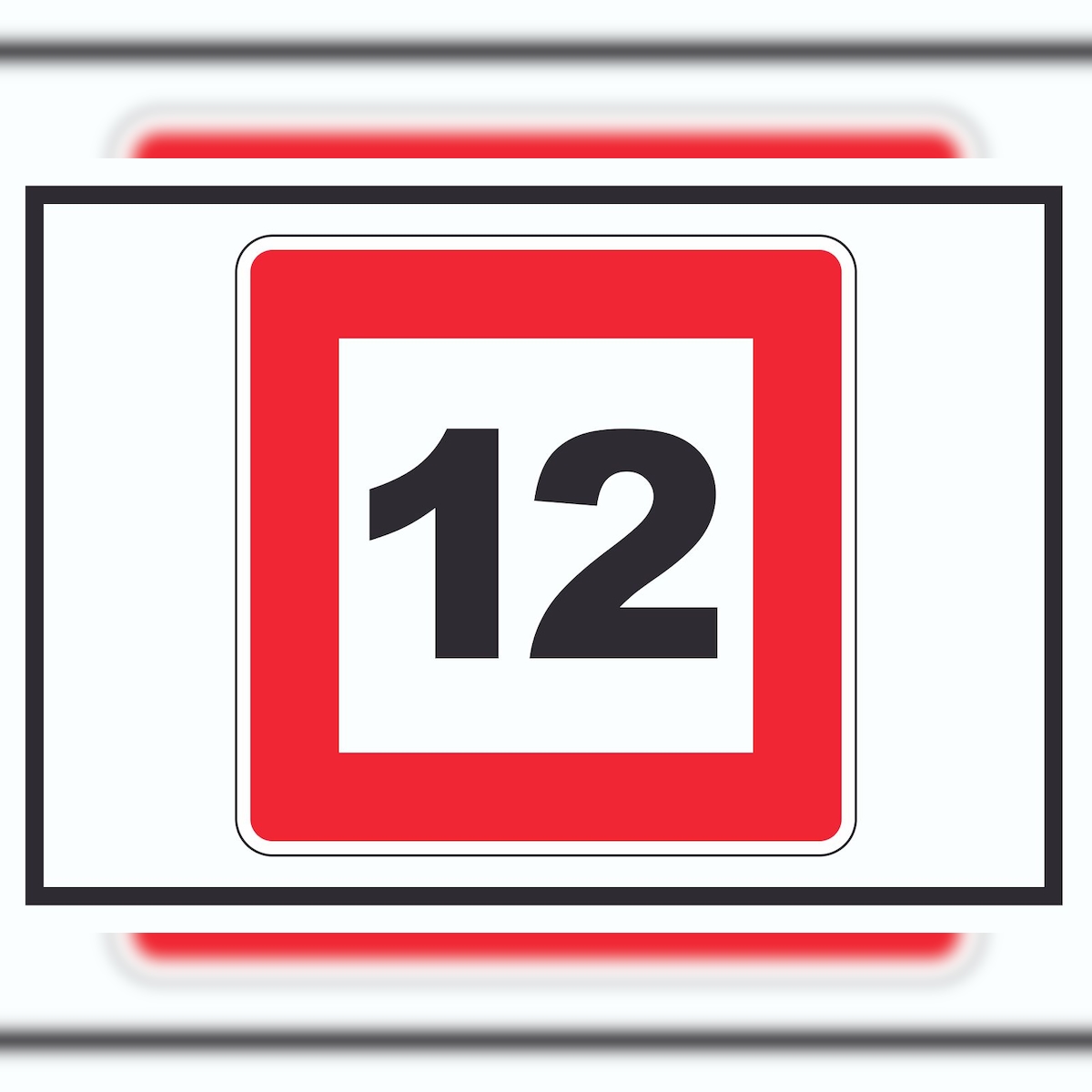 HB-Druck Höchstgeschwindigkeit 12 km/h nicht zu überschreiten Schild mit Symbol A5 Rückseite selbstklebend Image
