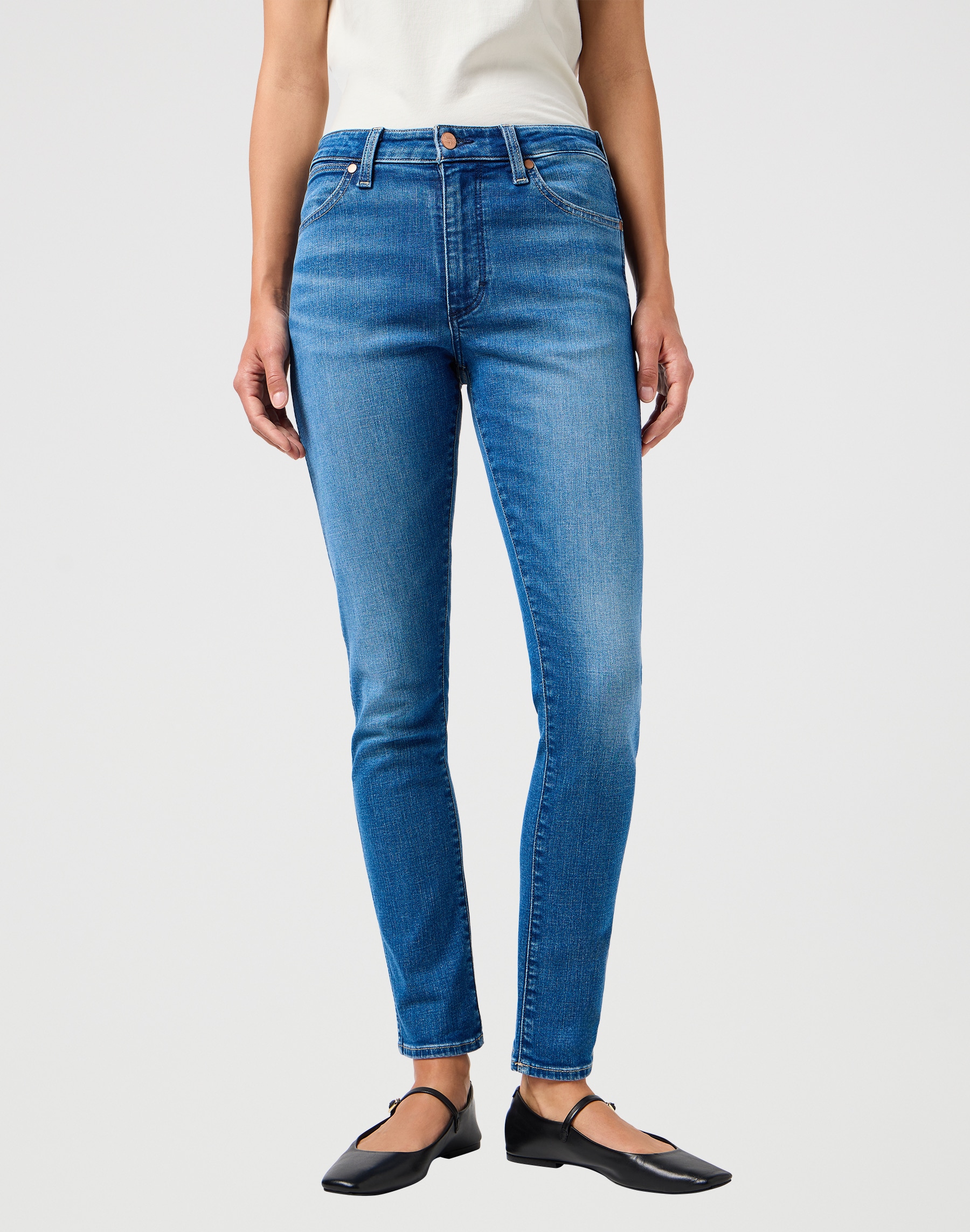 Skinny-fit-Jeans WRANGLER "SIENNA", Damen, Gr. 26, Länge 30, rebel blau, Denim/Jeans, Obermaterial: 92% Baumwolle, 6% Polyester, 2% Elasthan, skinny fit lang, Jeans, im Five-Pocket Style