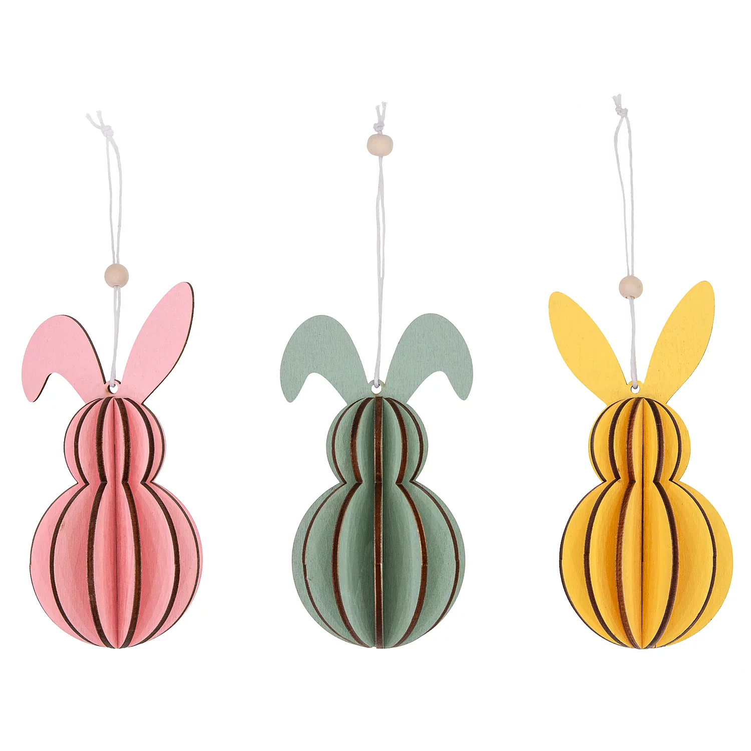 Holz-Hänger 3D-Hasen, 13 x 6 cm, 3 Stück Image