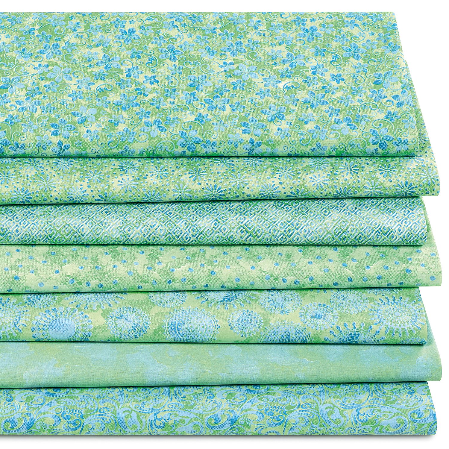 Patchwork- und Quiltpaket Batik, blau/grün