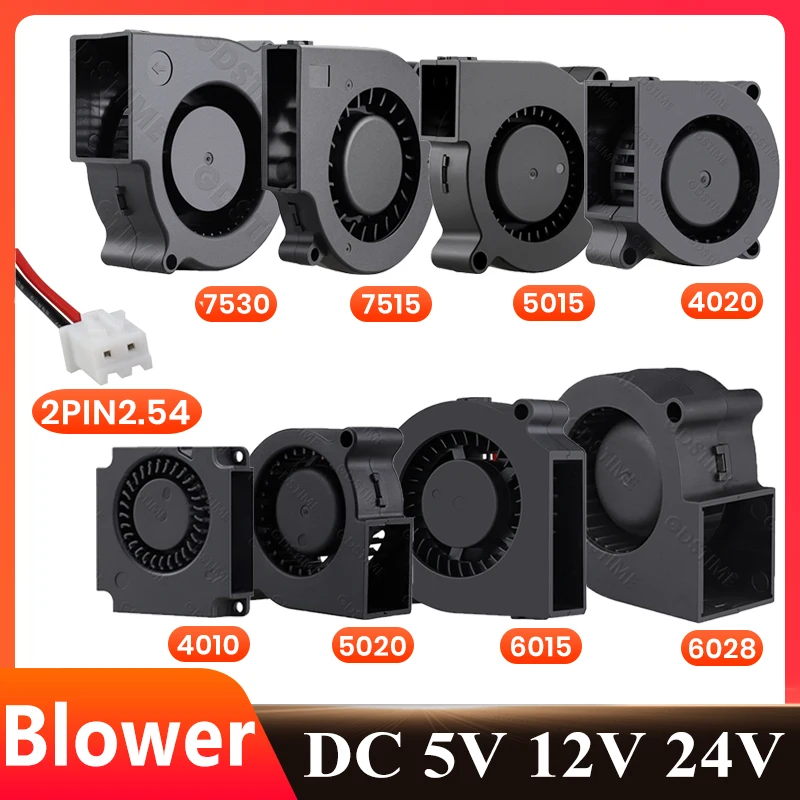 Gdstime 5015 24v Ventola 4010 Lumaca Ventola 2PIN DC 5V 12V Stampante 3D Mini Ventola 7015 7530 Ventola di raffreddamento 3010 5020 Turbo Ventola di raffreddamento Radiale