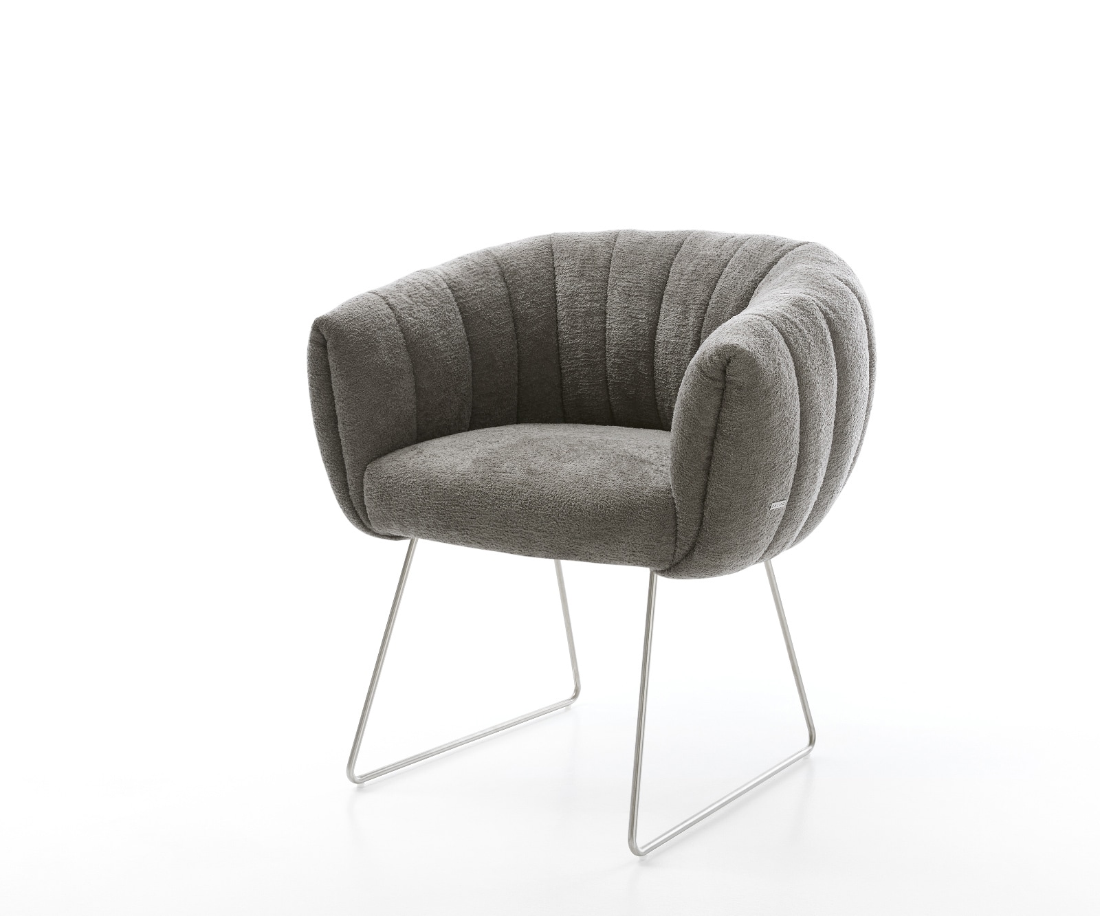 DELIFE Esszimmerstuhl Jada-Flex Bouclé Soft Schlamm Kufengestell Edelstahl Taschenfederkern, Esszimmerstühle Image