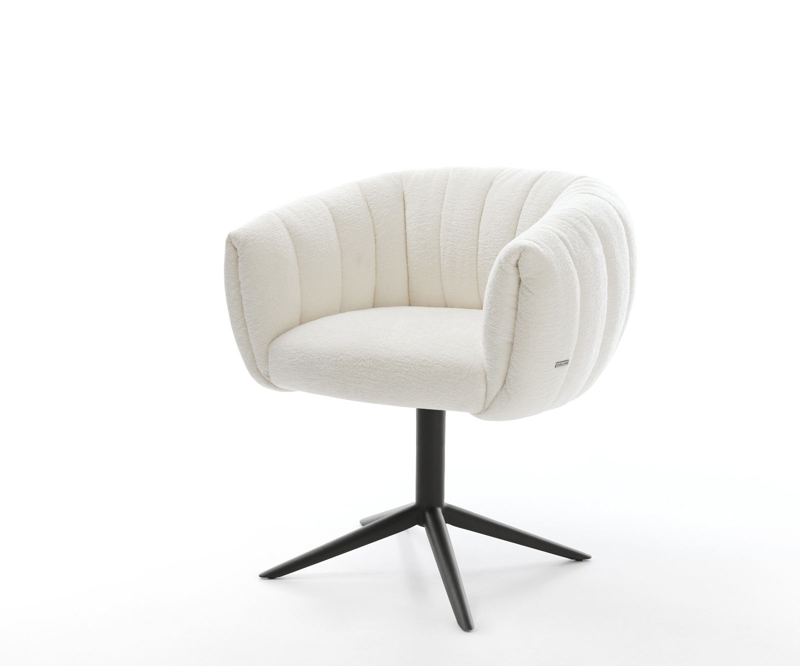 DELIFE Drehstuhl Jada-Flex Bouclé Soft Beige Fußkreuz Schwarz 360° drehbar Wippfunktion Taschenfederkern, Esszimmerstühle Image