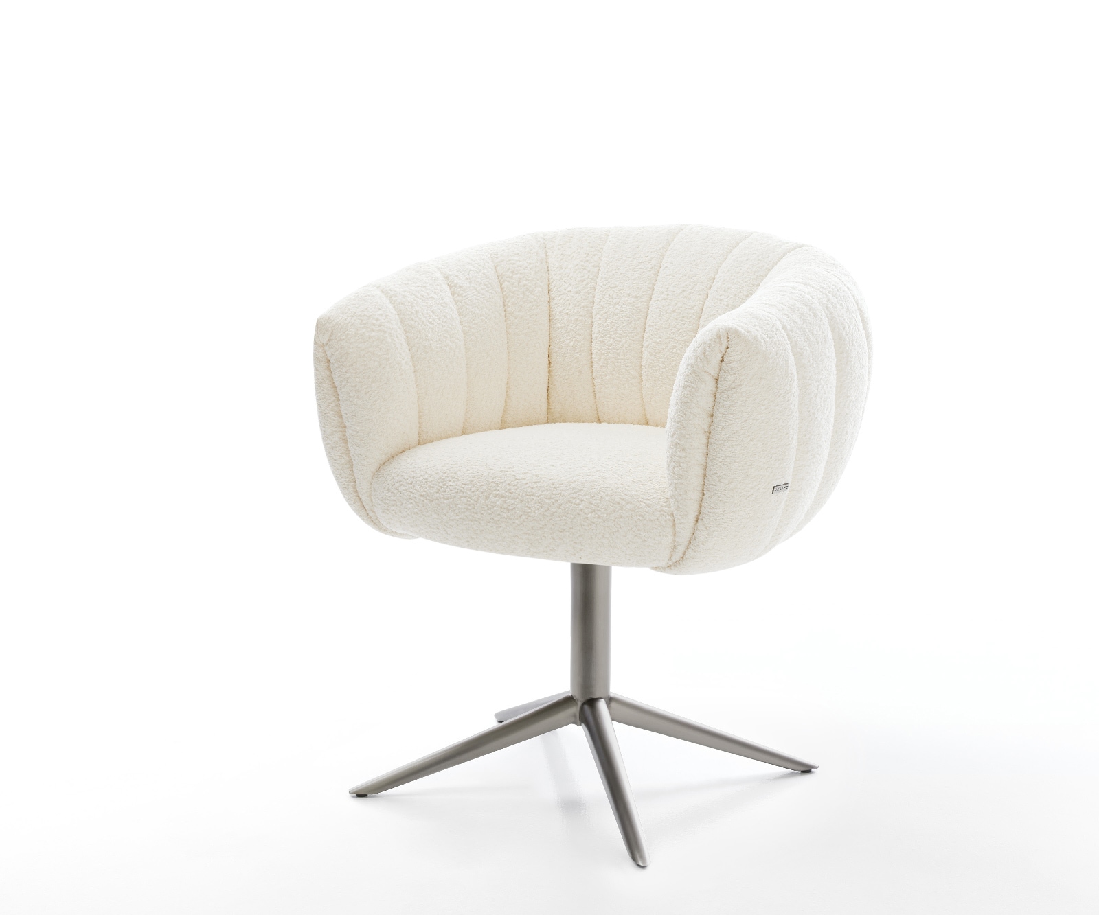 DELIFE Drehstuhl Jada-Flex Bouclé Weiß Fußkreuz Graphit 360° drehbar Wippfunktion Taschenfederkern, Esszimmerstühle Image