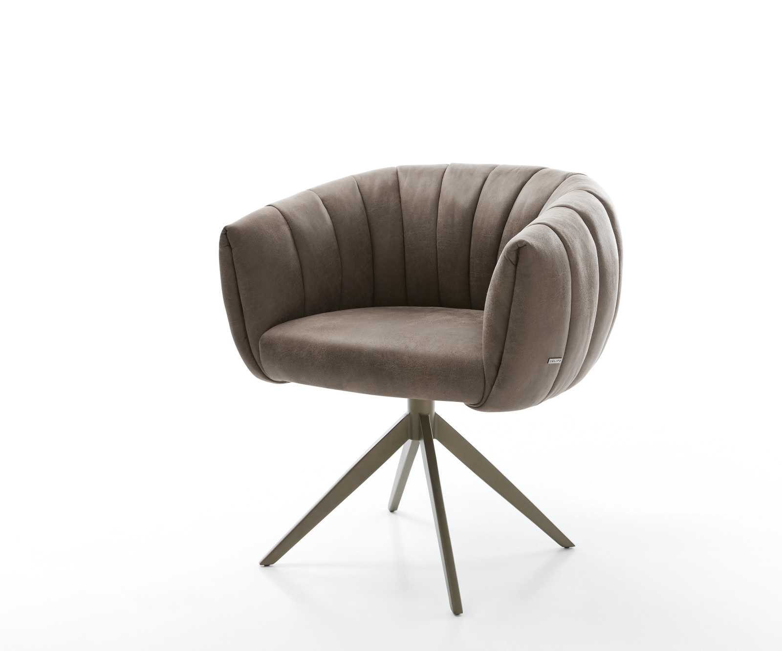 DELIFE Drehstuhl Jada-Flex Mikrofaser Taupe Vintage Kreuzgestell breit Effektfinish Titan 360° drehbar Wippfunktion Taschenfederkern, Esszimmerstühle Image