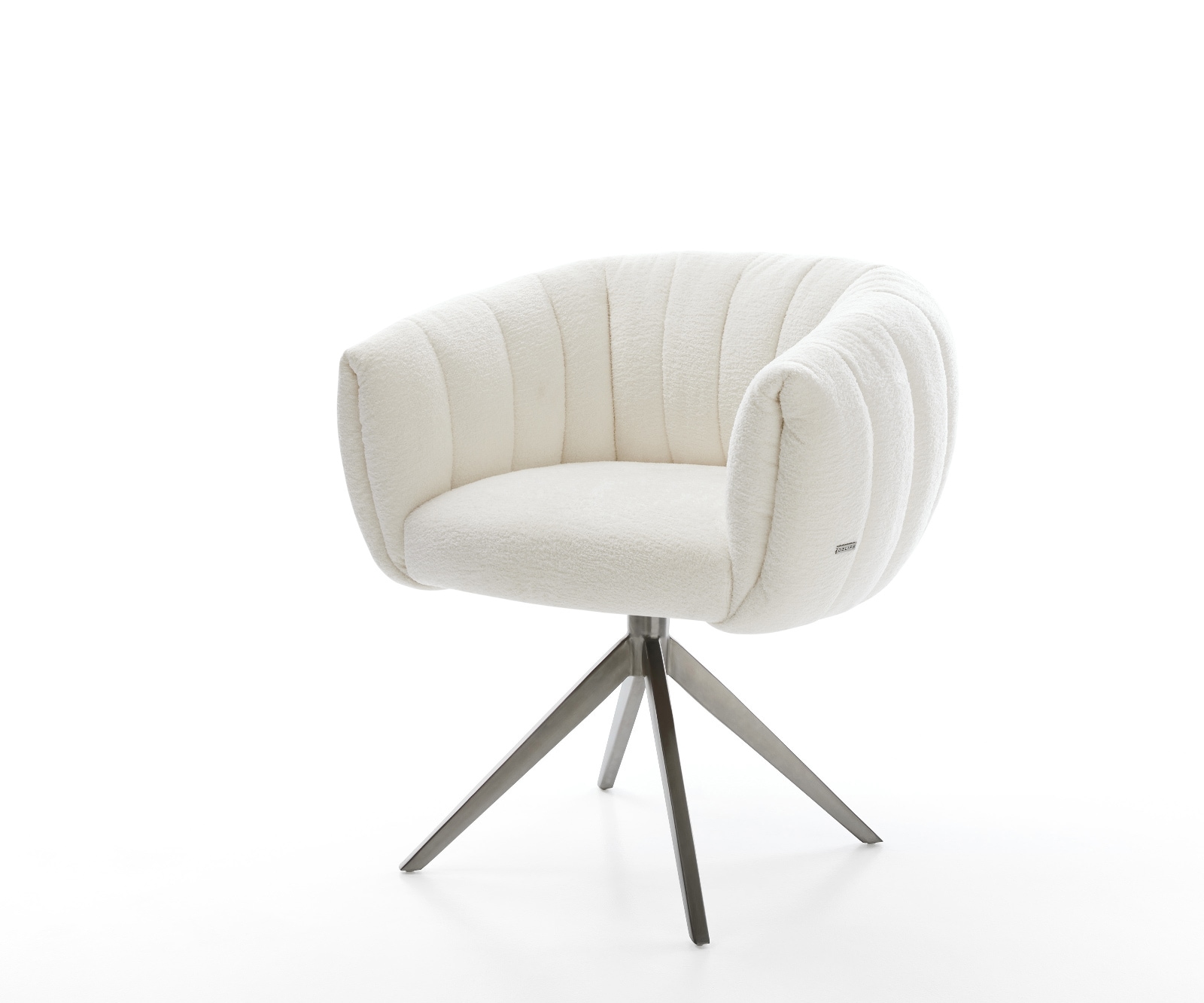 DELIFE Drehstuhl Jada-Flex Bouclé Soft Beige Kreuzgestell breit Graphit 360° drehbar Wippfunktion Taschenfederkern, Esszimmerstühle Image