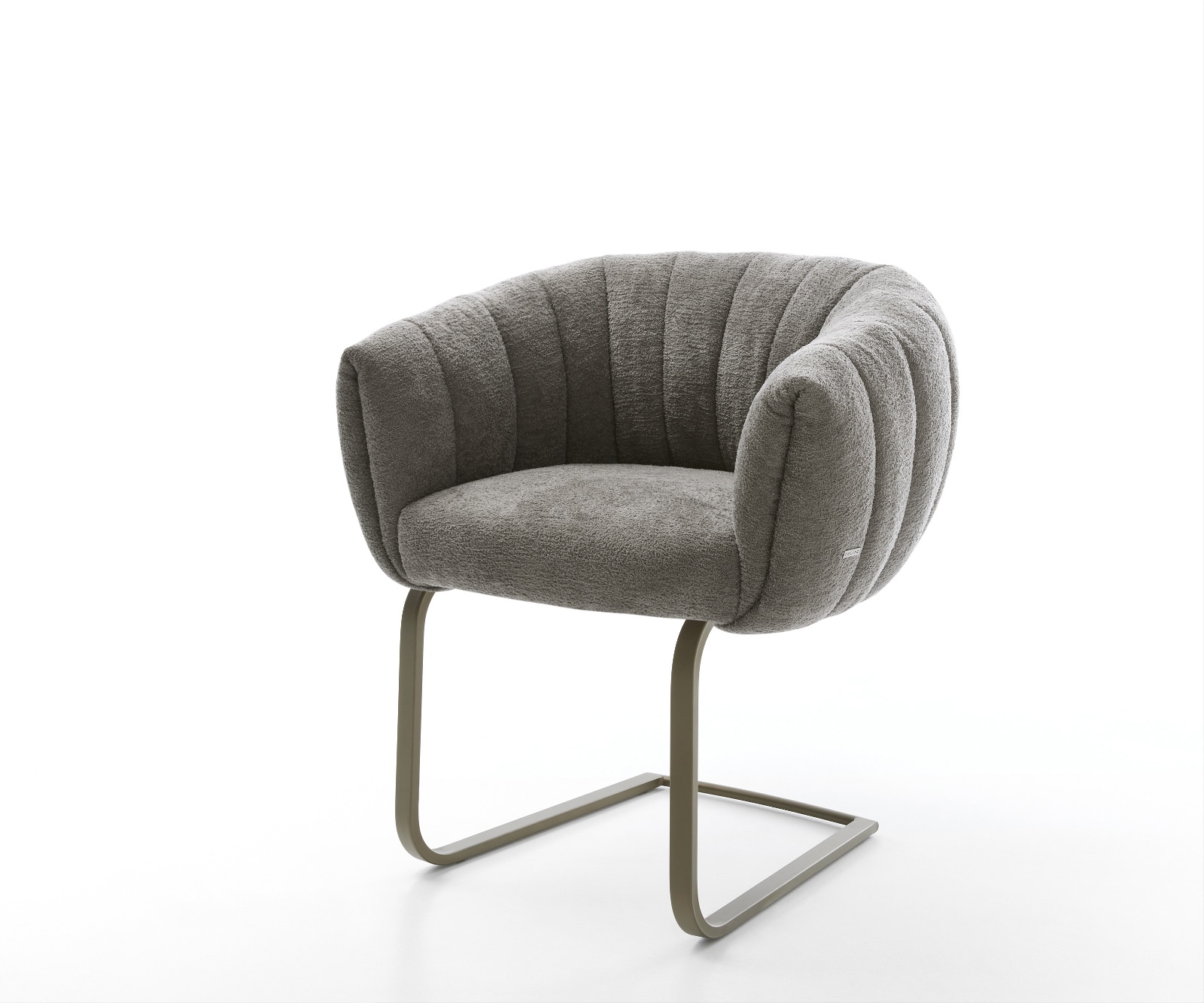 DELIFE Freischwinger Jada-Flex Bouclé Soft Schlamm Freischwinger flach Effektfinish Titan Taschenfederkern, Esszimmerstühle Image