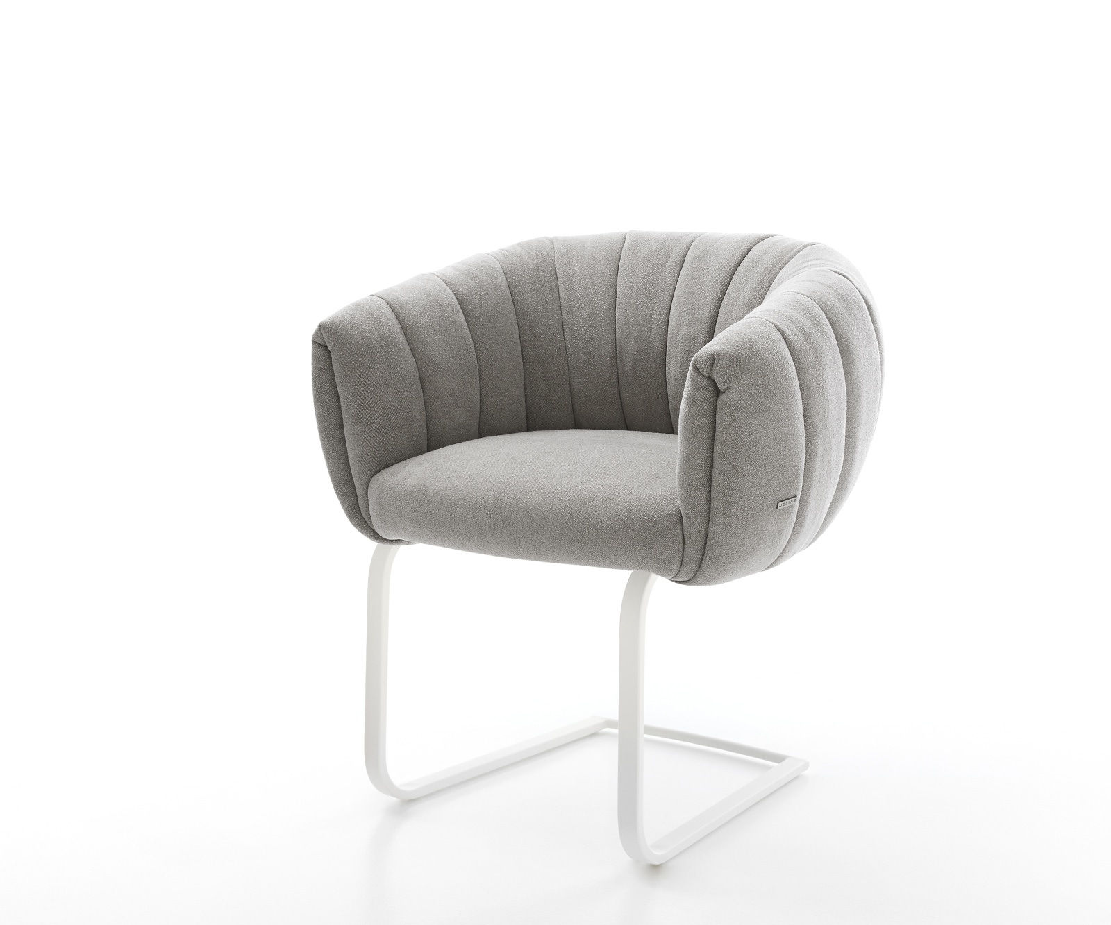 DELIFE Freischwinger Jada-Flex Strukturstoff Soft Grau Freischwinger flach Weiß Taschenfederkern, Esszimmerstühle Image