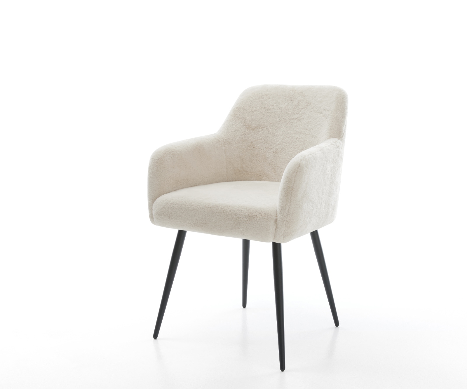 DELIFE Esszimmerstuhl Greg-Flex Plüsch Creme-Weiß 4-Fuß konisch Schwarz Taschenfederkern, Esszimmerstühle Image