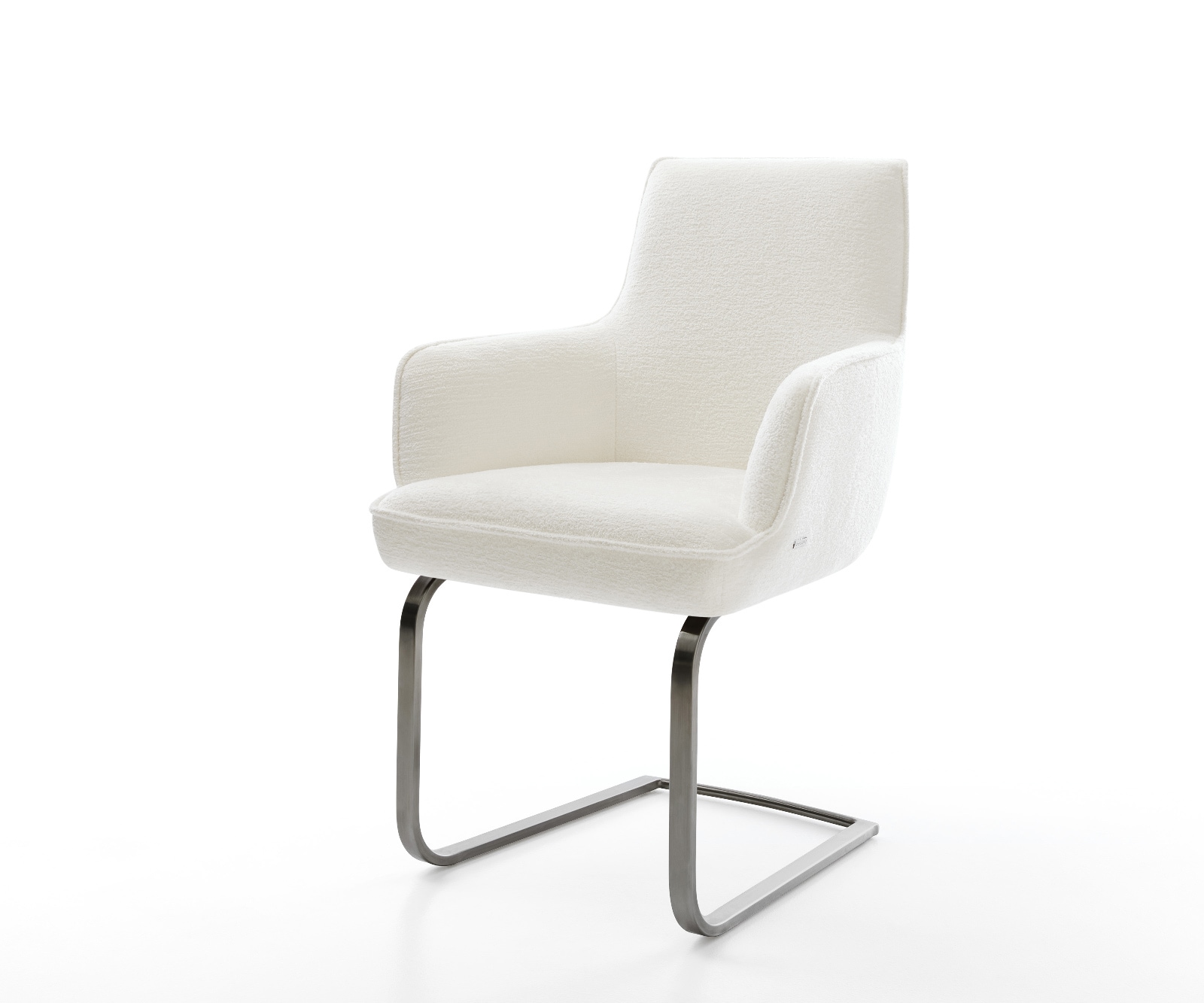 DELIFE Freischwinger Heira-Flex mit Armlehnen Bouclé Soft Beige Freischwinger flach Graphit Taschenfederkern, Esszimmerstühle Image