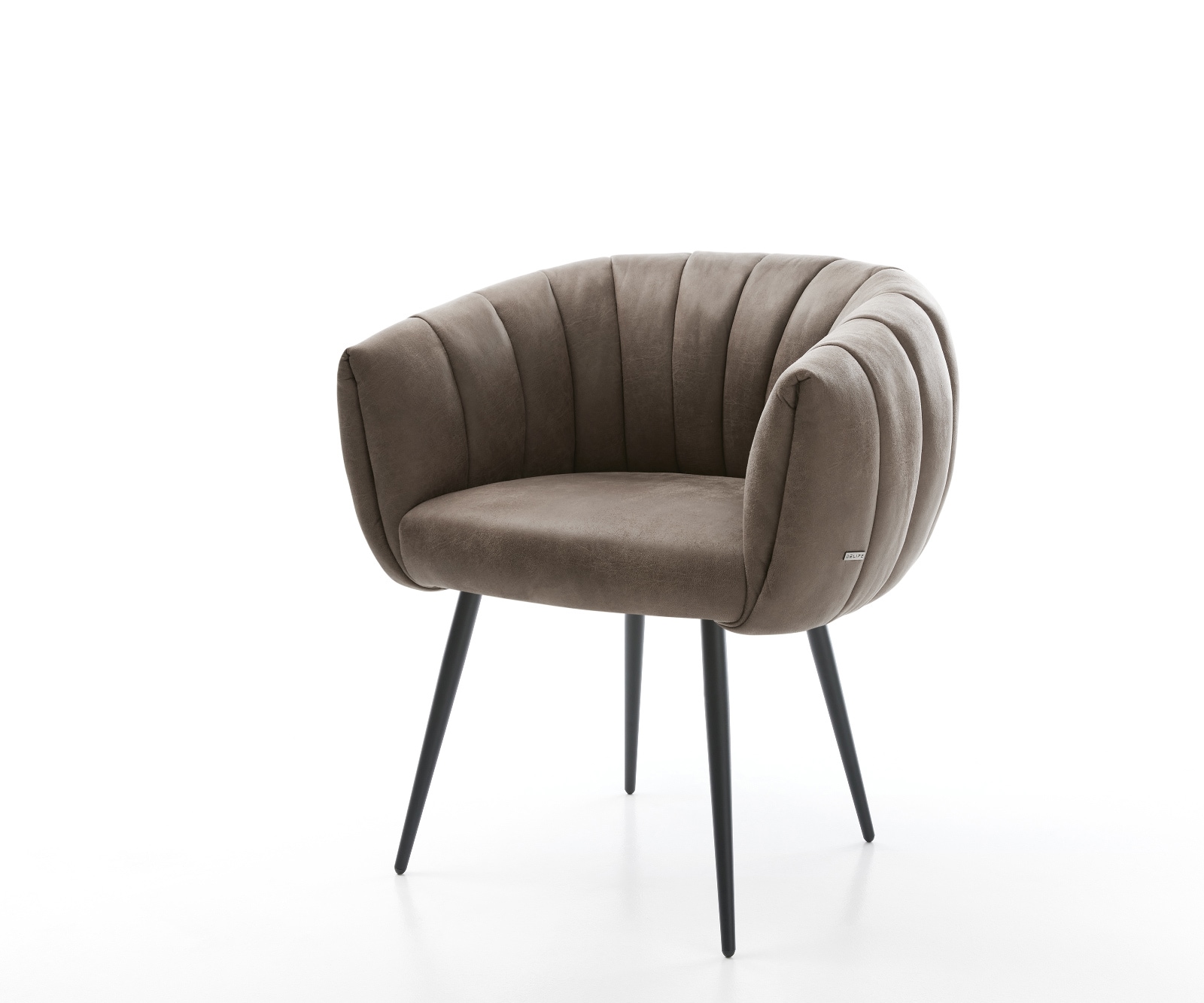 DELIFE Esszimmerstuhl Jada-Flex Mikrofaser Taupe Vintage 4-Fuß konisch Schwarz Taschenfederkern, Esszimmerstühle Image