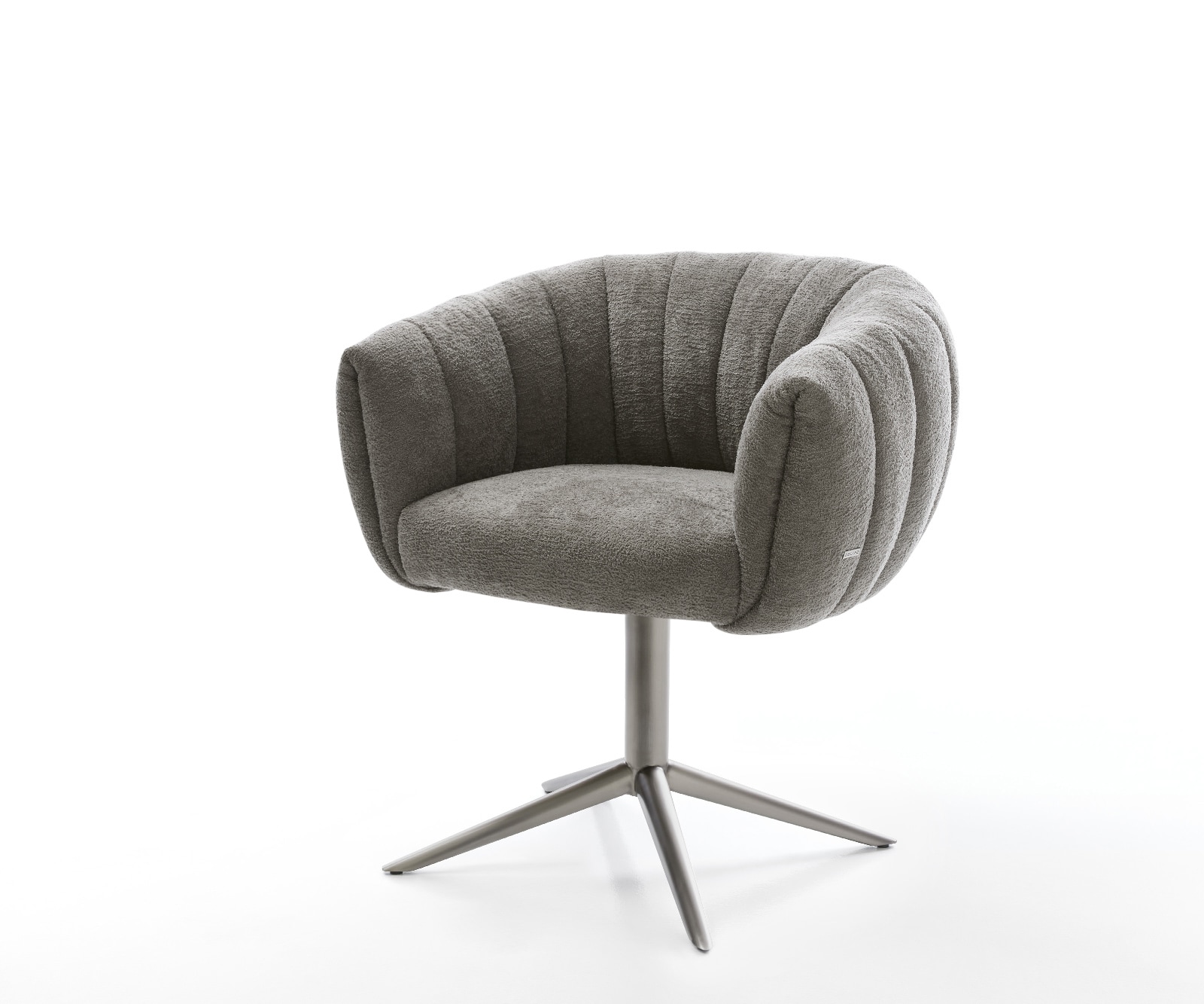 DELIFE Drehstuhl Jada-Flex Bouclé Soft Schlamm Fußkreuz Graphit 360° drehbar Wippfunktion Taschenfederkern, Esszimmerstühle Image