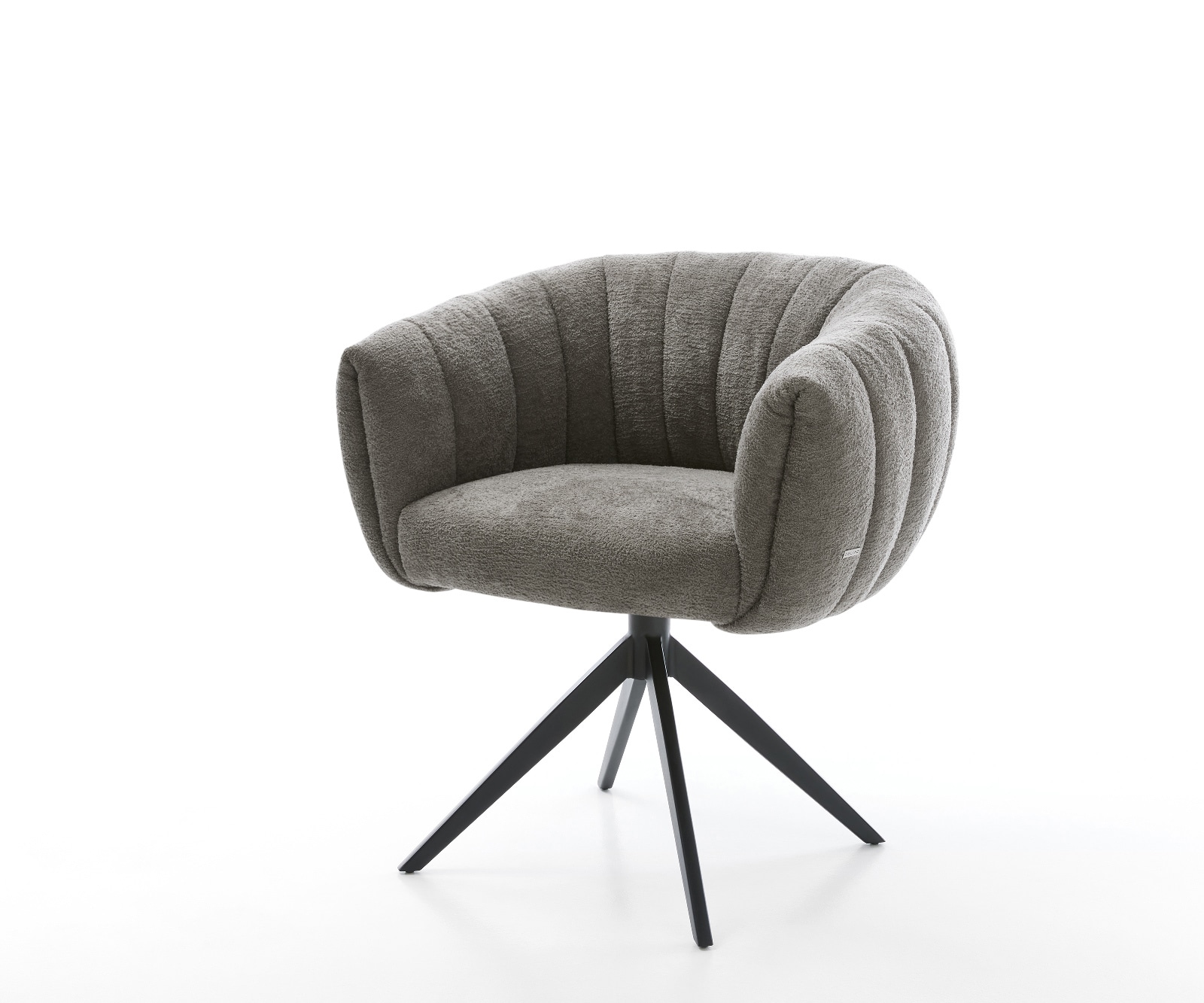 DELIFE Drehstuhl Jada-Flex Bouclé Soft Schlamm Kreuzgestell breit Schwarz 360° drehbar Wippfunktion Taschenfederkern, Esszimmerstühle Image