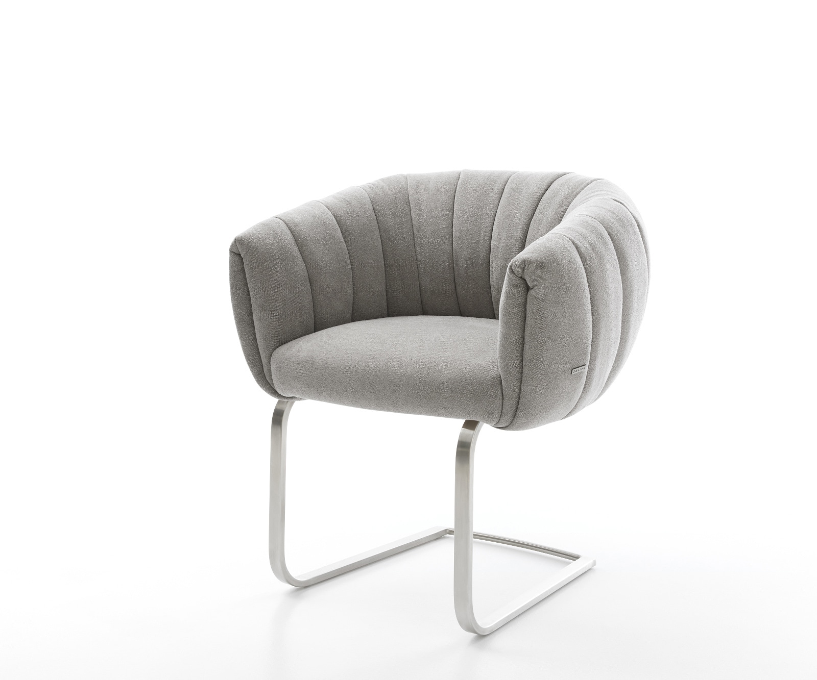 DELIFE Freischwinger Jada-Flex Strukturstoff Soft Grau Freischwinger flach Edelstahl Taschenfederkern, Esszimmerstühle Image