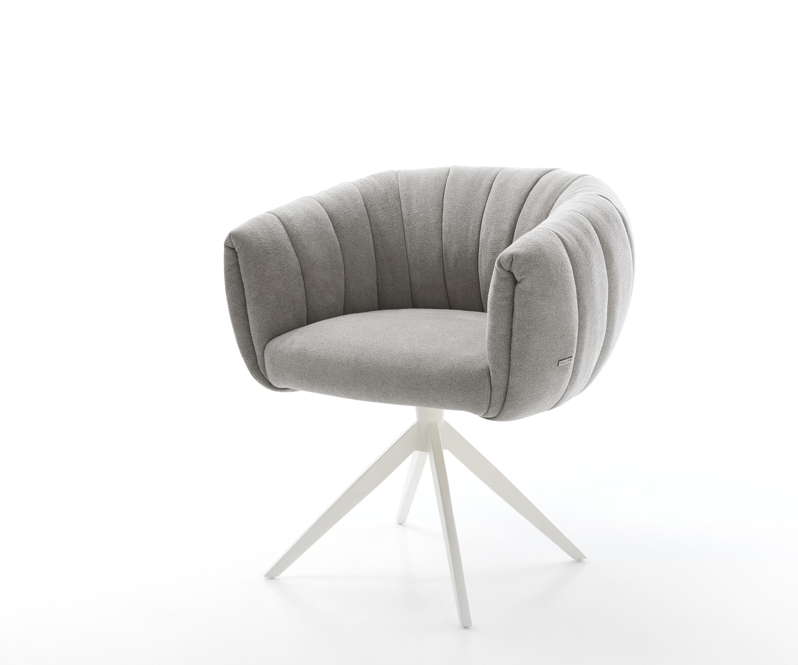 DELIFE Drehstuhl Jada-Flex Strukturstoff Soft Grau Kreuzgestell breit Weiß 360° drehbar Wippfunktion Taschenfederkern, Esszimmerstühle Image