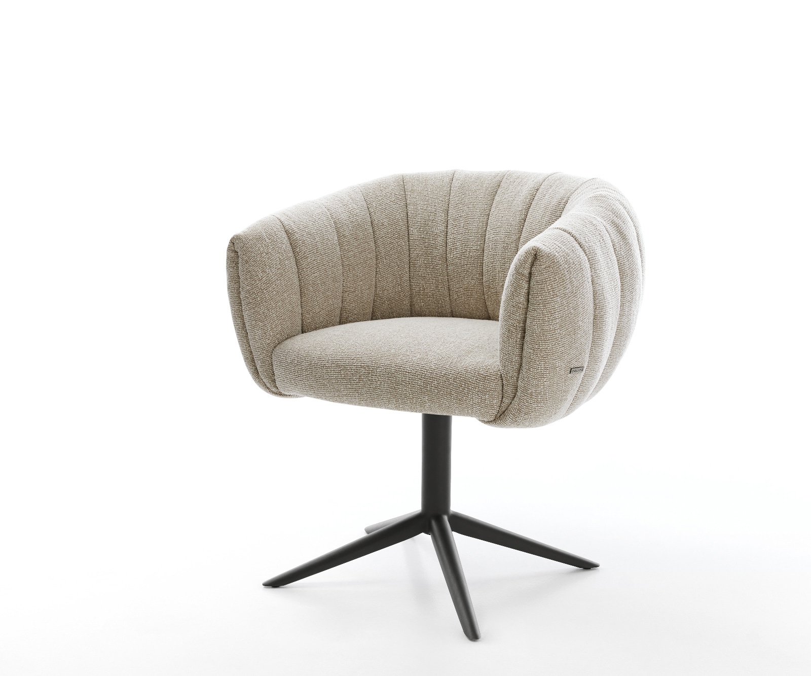 DELIFE Drehstuhl Jada-Flex Webstoff Soft Beige Fußkreuz Schwarz 360° drehbar Wippfunktion Taschenfederkern, Esszimmerstühle Image