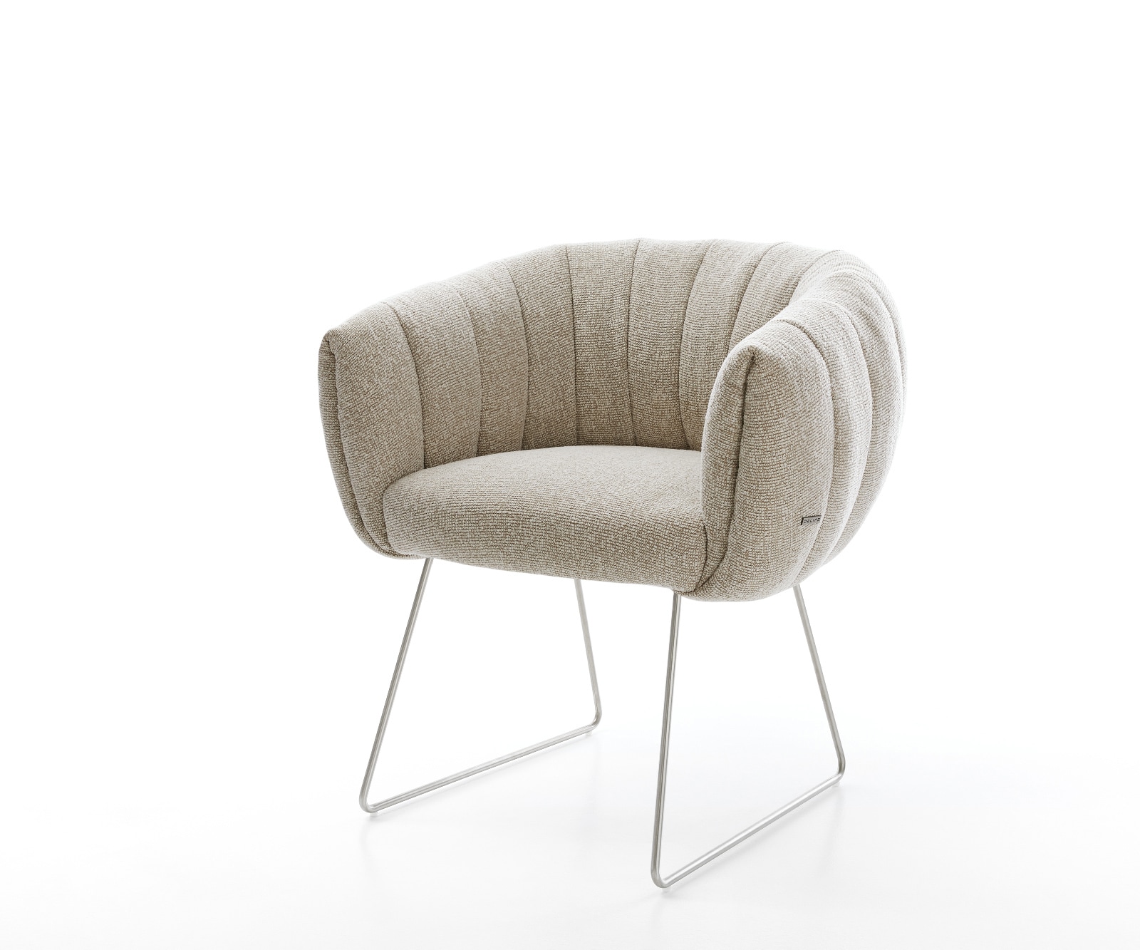 DELIFE Esszimmerstuhl Jada-Flex Webstoff Soft Beige Kufengestell Edelstahl Taschenfederkern, Esszimmerstühle Image