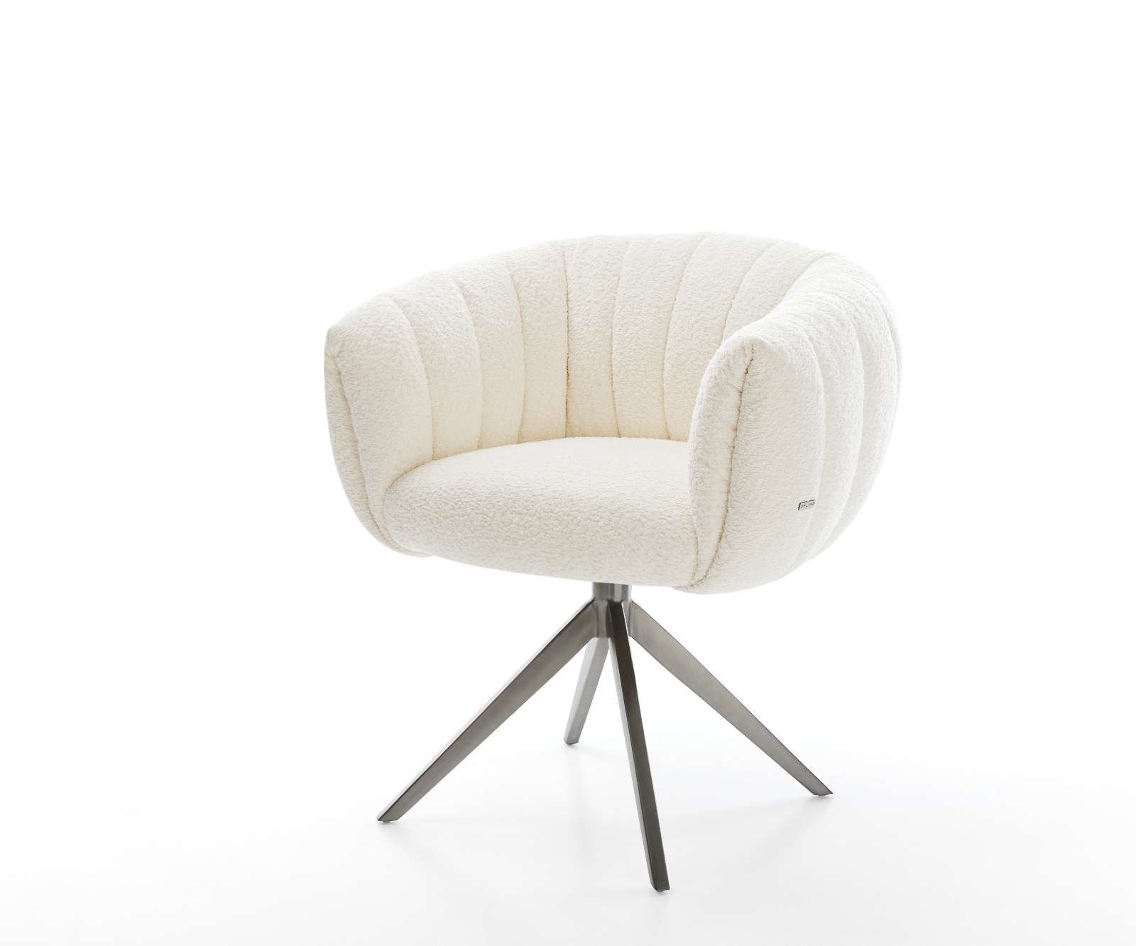 DELIFE Drehstuhl Jada-Flex Bouclé Weiß Kreuzgestell breit Graphit 360° drehbar Wippfunktion Taschenfederkern, Esszimmerstühle Image