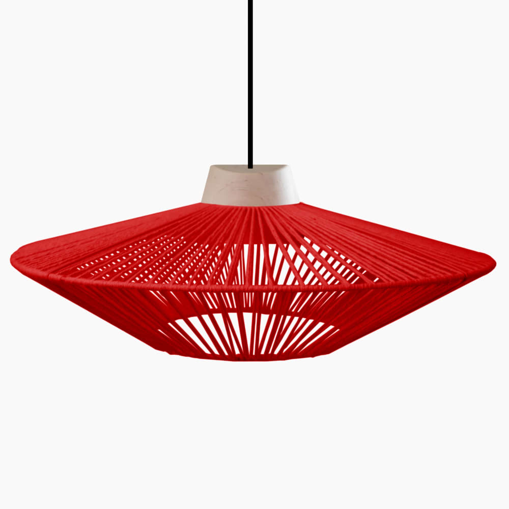 Suspension métal H90cm naturel;Abat-jour: rouge