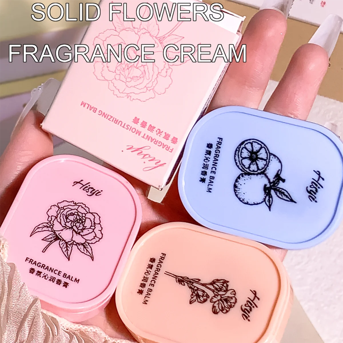 Fester HISYI-Parfümbalsam – langanhaltende Blumendüfte, vegan, kompakt, für Gesicht/Hände/Körper, Unisex, zertifiziert, hautfreundlich Image