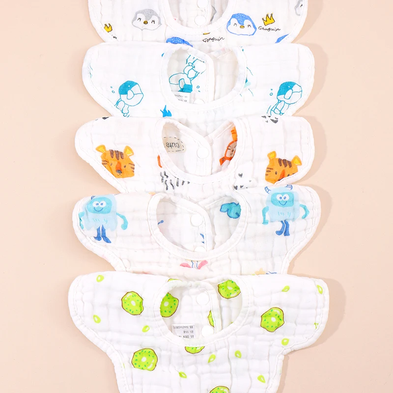 5pc Baby Lätzchen 360-Grad-Drehung 8 Schichten Gaze Musselin Baby Kinder Bandana Spuckt uch weichen Neugeborenen Speichel Handtuch Baby Zeug Image