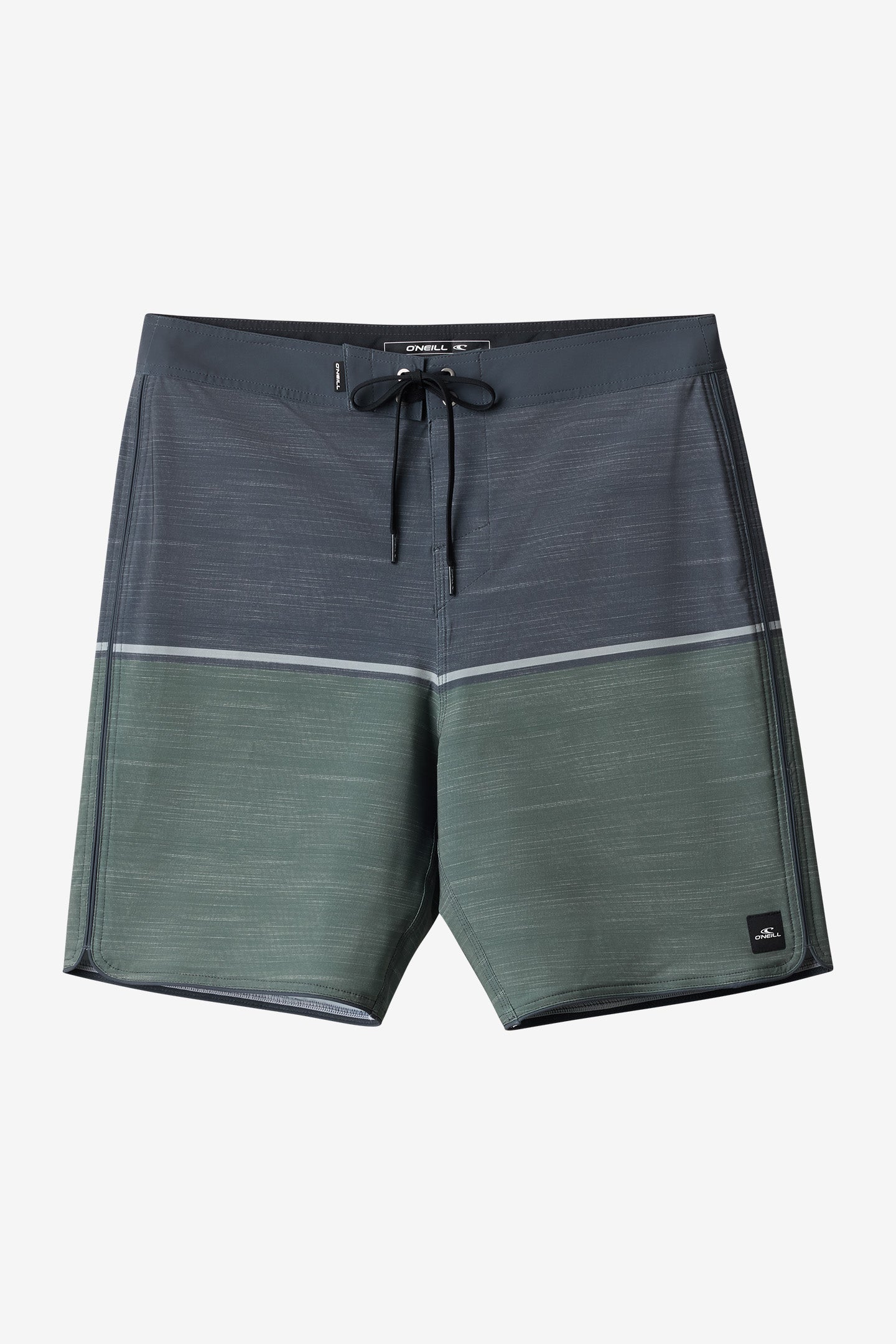 O'Neill Men's Hyperfreak Mysto Block Scallop 19"" Board Shorts in Dark Olive, Size 30, Elastane/Polyester