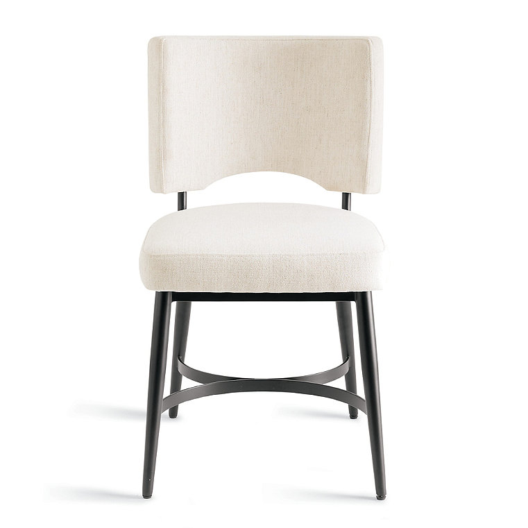 Kellan Dining Chair - Fabric, Black Metal/Crypton Chenille Nomad Snow - Grandin Road
