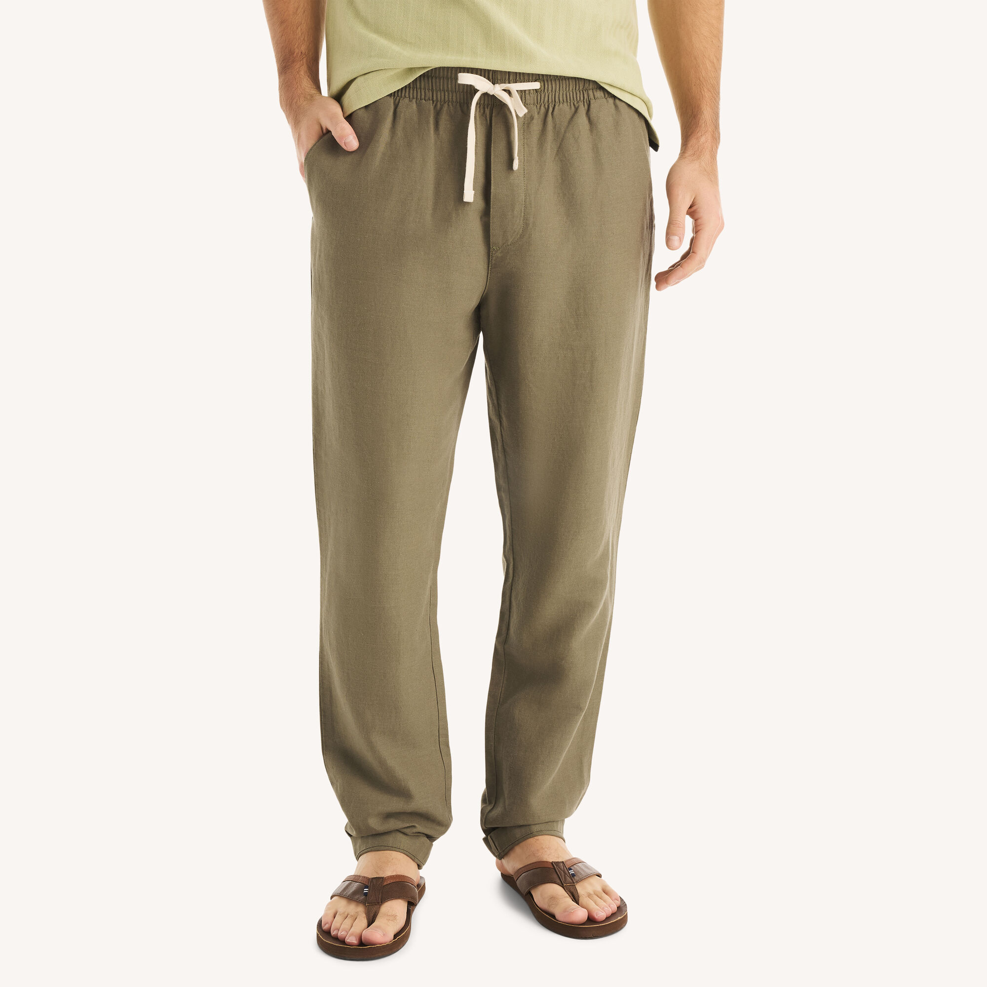 Nautica Men's Linen Drawstring Pant 325 (Hillside Olive), L