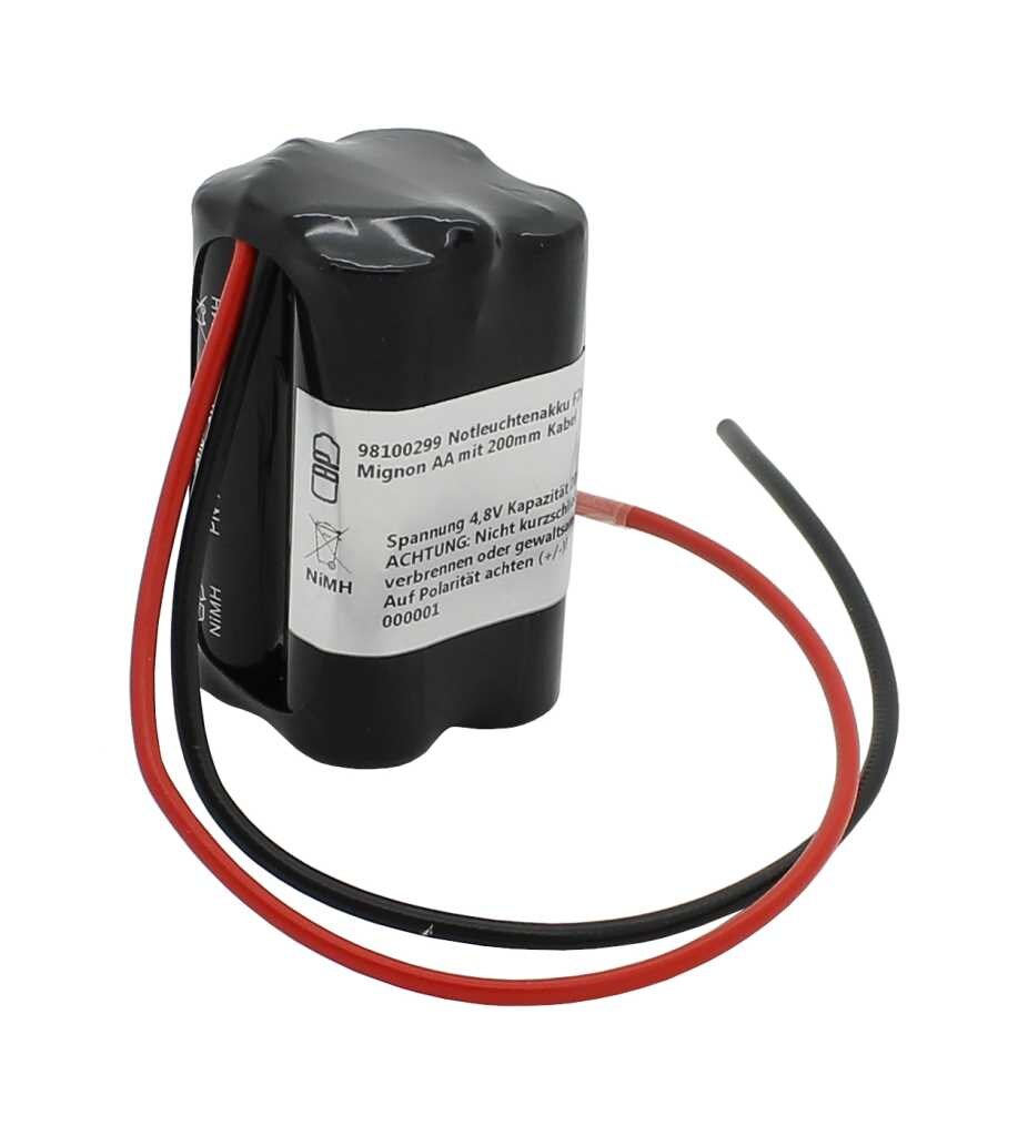 AccuCell Notleuchtenakku NiMH 4,8V 2000mAh F2x2 Mignon AA mit 200mm Kabel ersetzt RPower NIMHHT4820Q Image