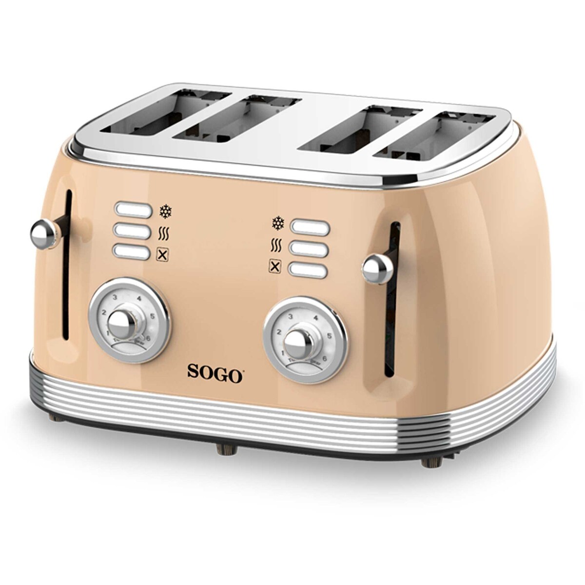 SOGO Retro‑Toaster für 4 Scheiben / 1500W / 6 Bräunungsstufen / Auftauen und Aufwärmen / Beige Image