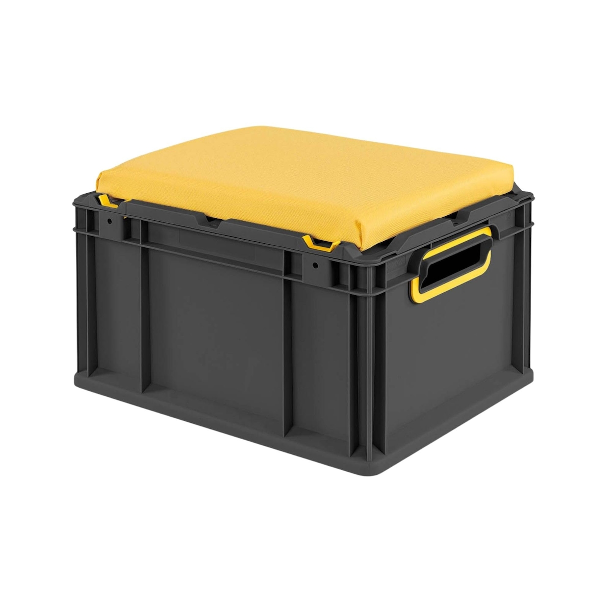 PROREGAL Eurobox NextGen Seat Box Gelb, HxBxT 26,5x30x40cm, 20 Liter, Griffe offen, Schwarz, Eurobehälter, Sitzbox, Transportbox Image