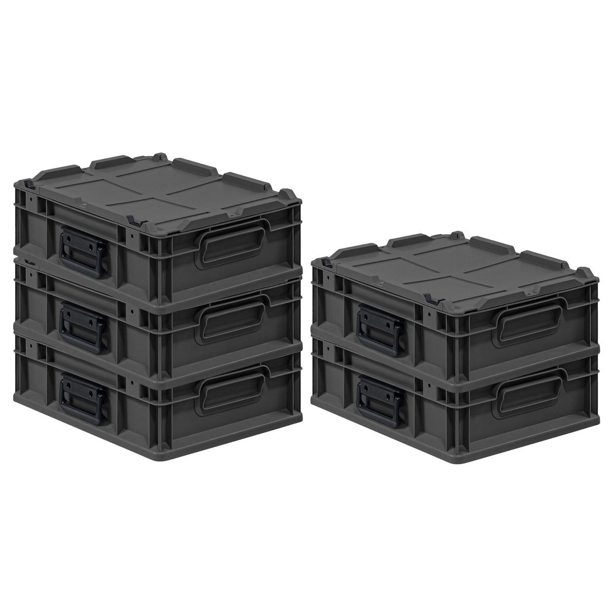 PROREGAL SuperSparSet 5x Eurobox NextGen Portable, HxBxT 13,5x30x40cm, 11 Liter, Schwarz, Eurobehälter, Transportbox, Transportbehälter Image