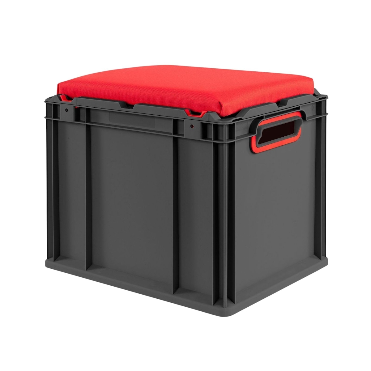 PROREGAL Eurobox NextGen Seat Box Rot, HxBxT 36,5x30x40cm, 30 Liter, Griffe offen, Schwarz, Eurobehälter, Sitzbox, Transportbox Image