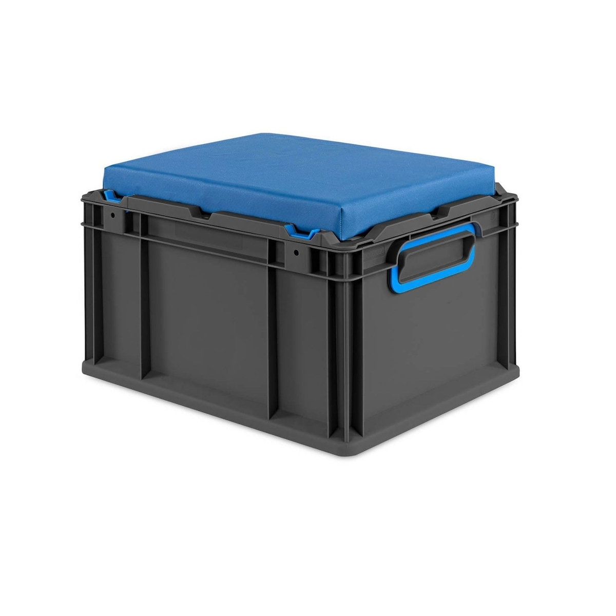 PROREGAL Eurobox NextGen Seat Box Blau, HxBxT 26,5x30x40cm, 20 Liter, Griffe geschlossen, Schwarz, Eurobehälter, Sitzbox, Transportbox Image