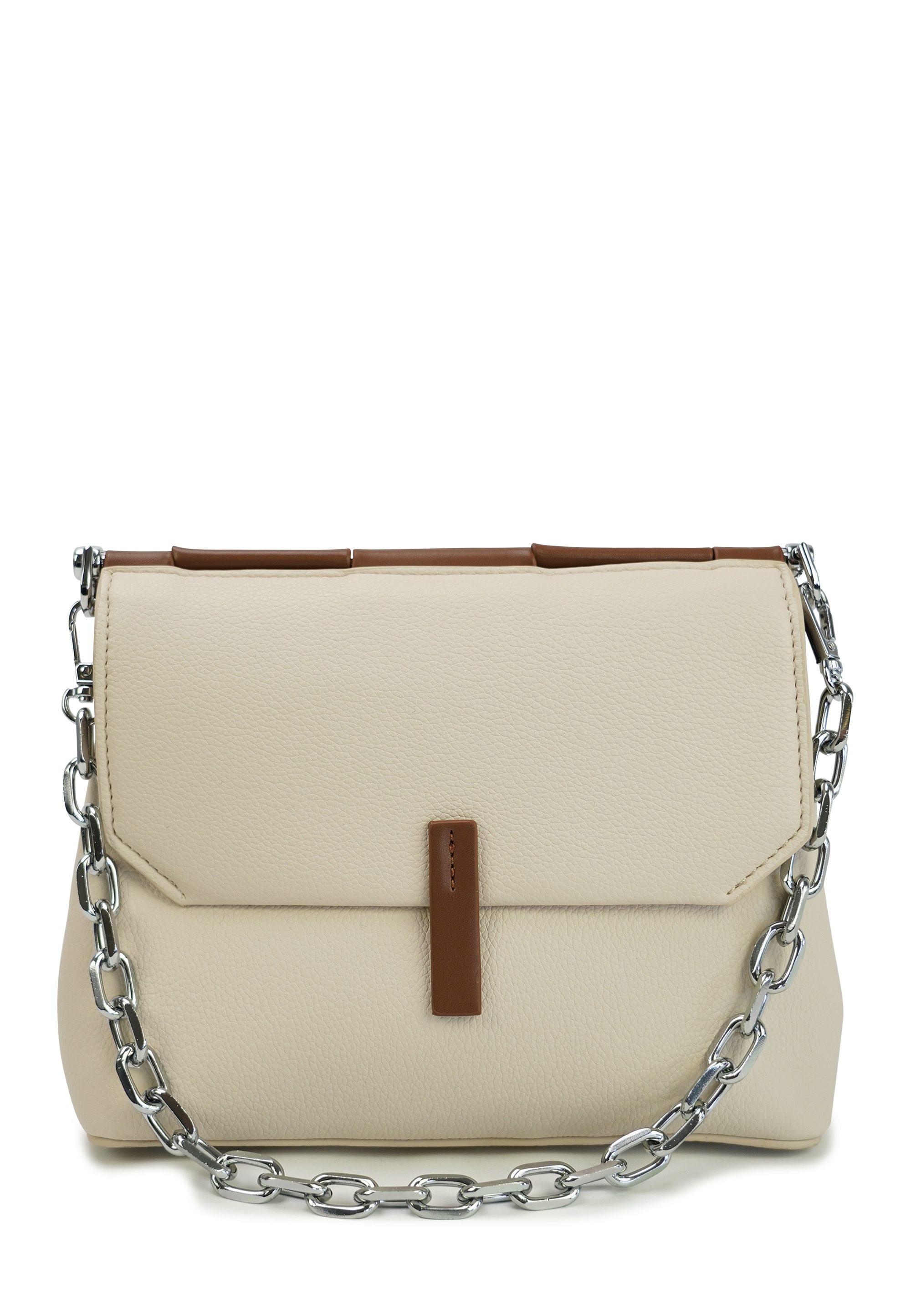 Schultertasche HARPA "KOA", Damen, Gr. B/H/T: 10cm x 17cm x 25cm, ecru, Polyurethan (PU), unifarben, Taschen Schultertasche, mit unterteiltem Hauptfach